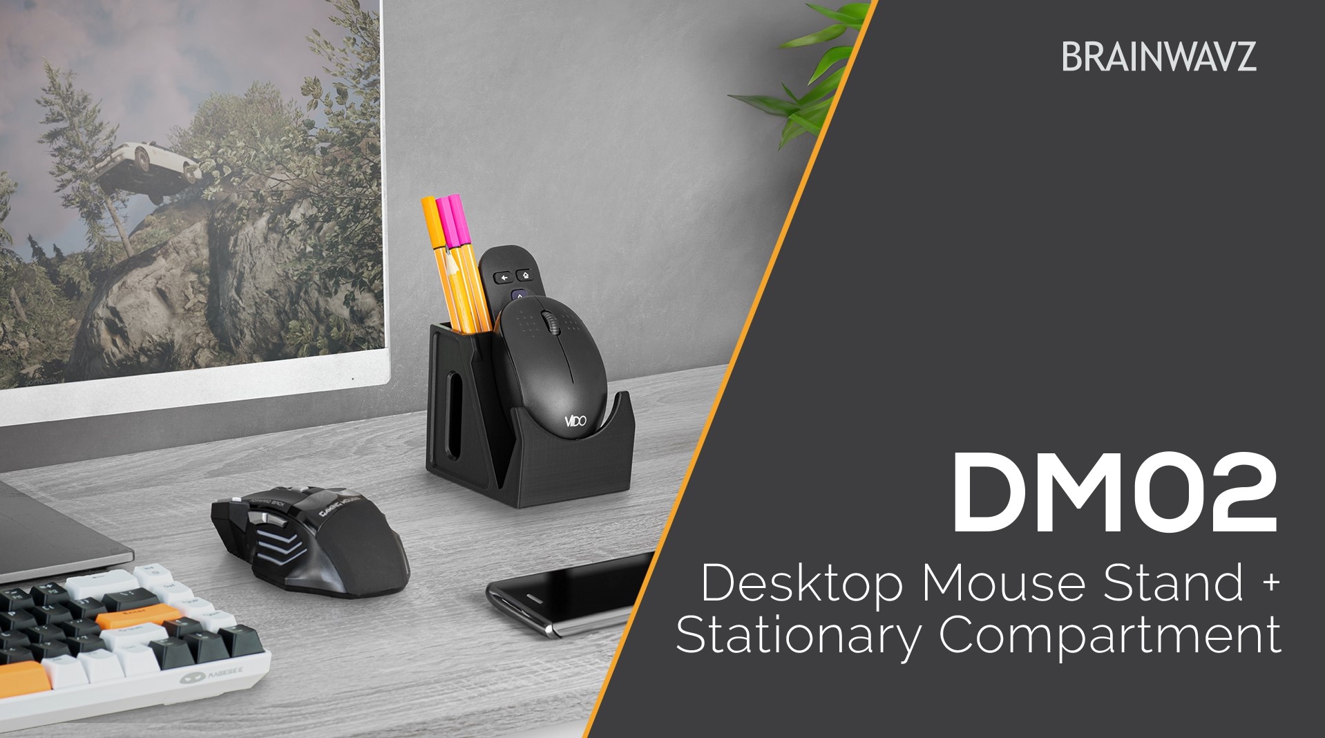 BRAINWAVZ Desktop Quad PC Mouse Stand Holder For Gaming
