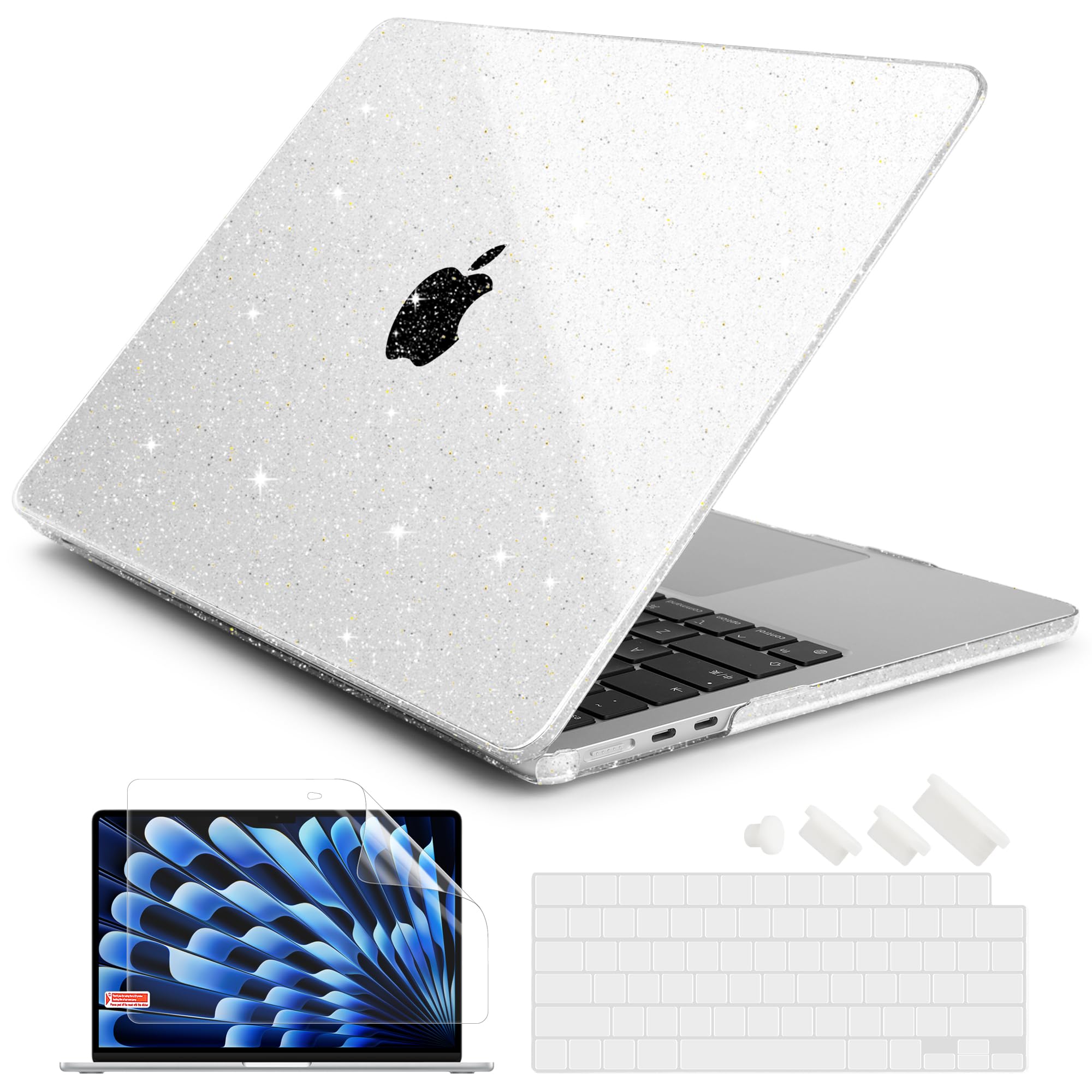 Batianda Compatible with New MacBook Air 13.6 inch Case 2022 with M2 Chip Model A2681, Rubberized Smooth Touch Plastic Protective Hard Shell Case Soft Keyboard Cover, Shiny
