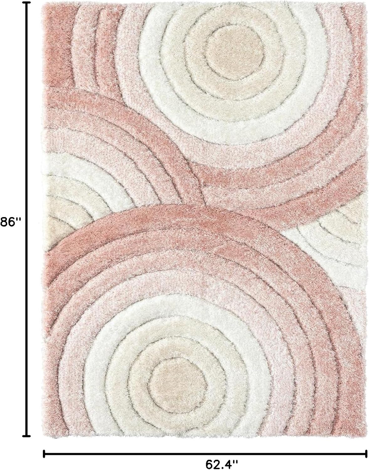 LUXE WEAVERS Lantanas Collection 7071 Pink 5x7 Modern Shag Geometric Area Rug