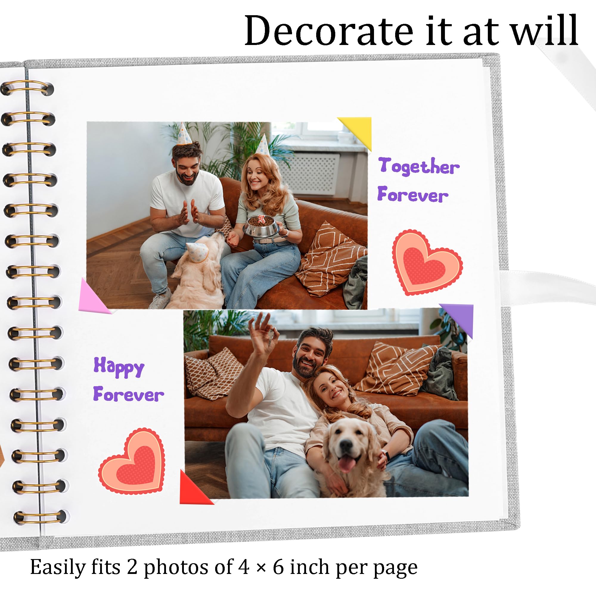 Album do scrapbookingu, 35 x 25 cm, lniana okładka, album fotograficzny z 40 białymi pustymi stronami, szare materiały do scrapbookingu, książka pamiątkowa na wesele, przyjęcie, ukończenie