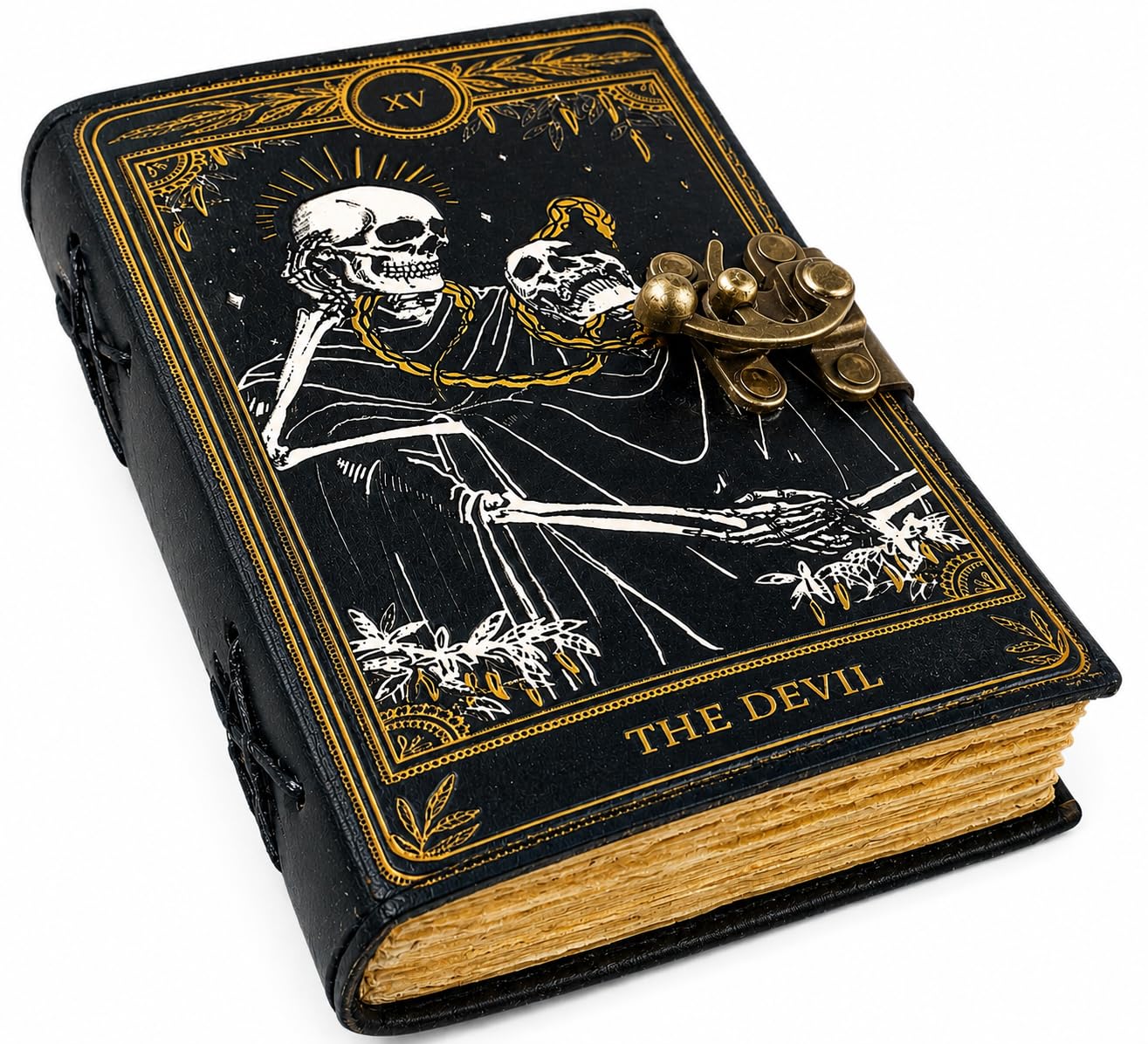 Cuaderno gótico en espiral Hindoro de cuero con hojas envejecidas