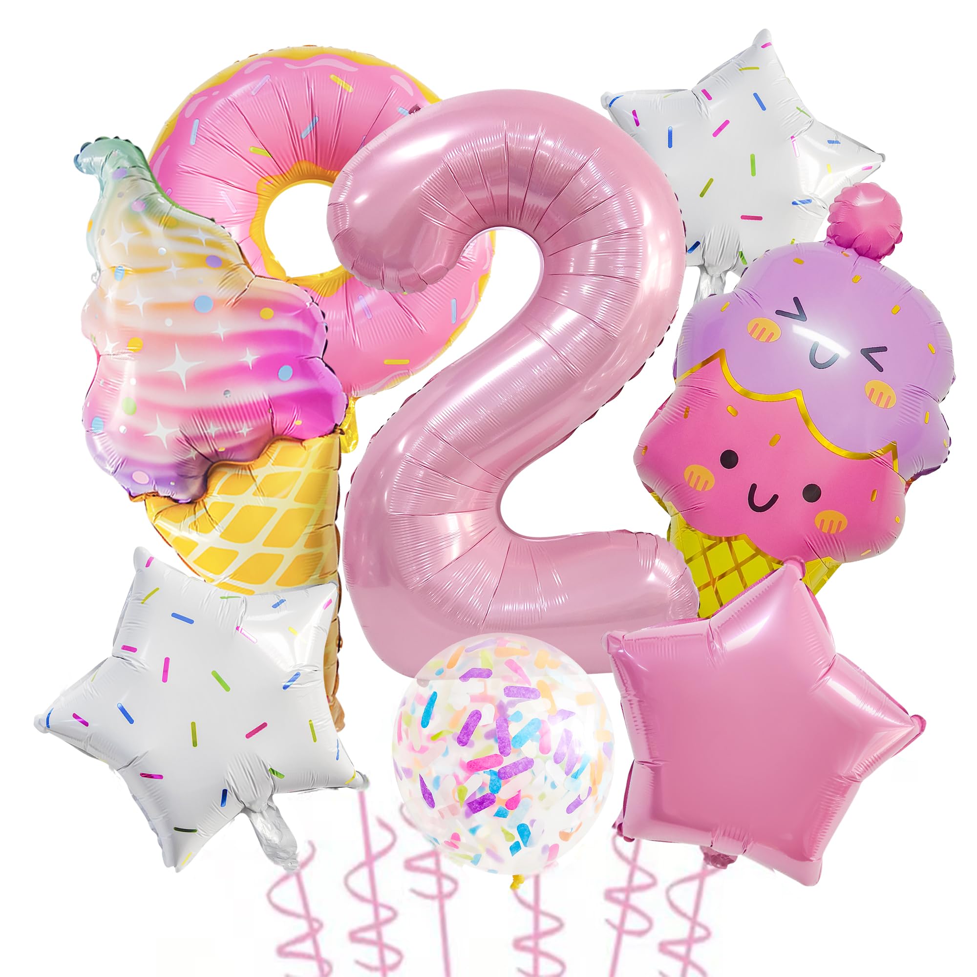 View 1 of Dokuna Pink Ice Cream Donut Balloons, Number 2