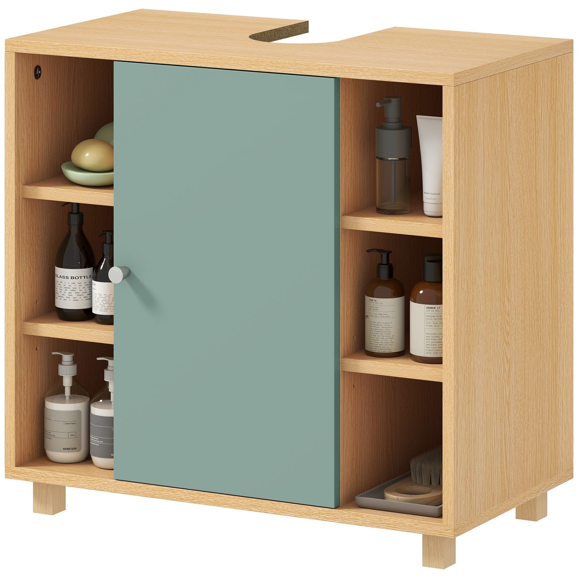 HOMCOM Meuble sous Lavabo 6 Étagères Ouvertes 60 x 33 x 57 cm Vert