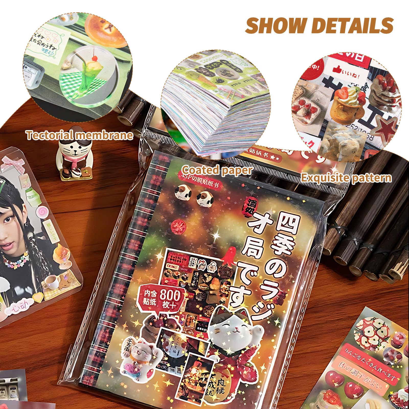 Japanese Manga Style Sticker Book,45 Sheets 800+ of Romantic Memory Series Books Style Material Decoration - Image 3