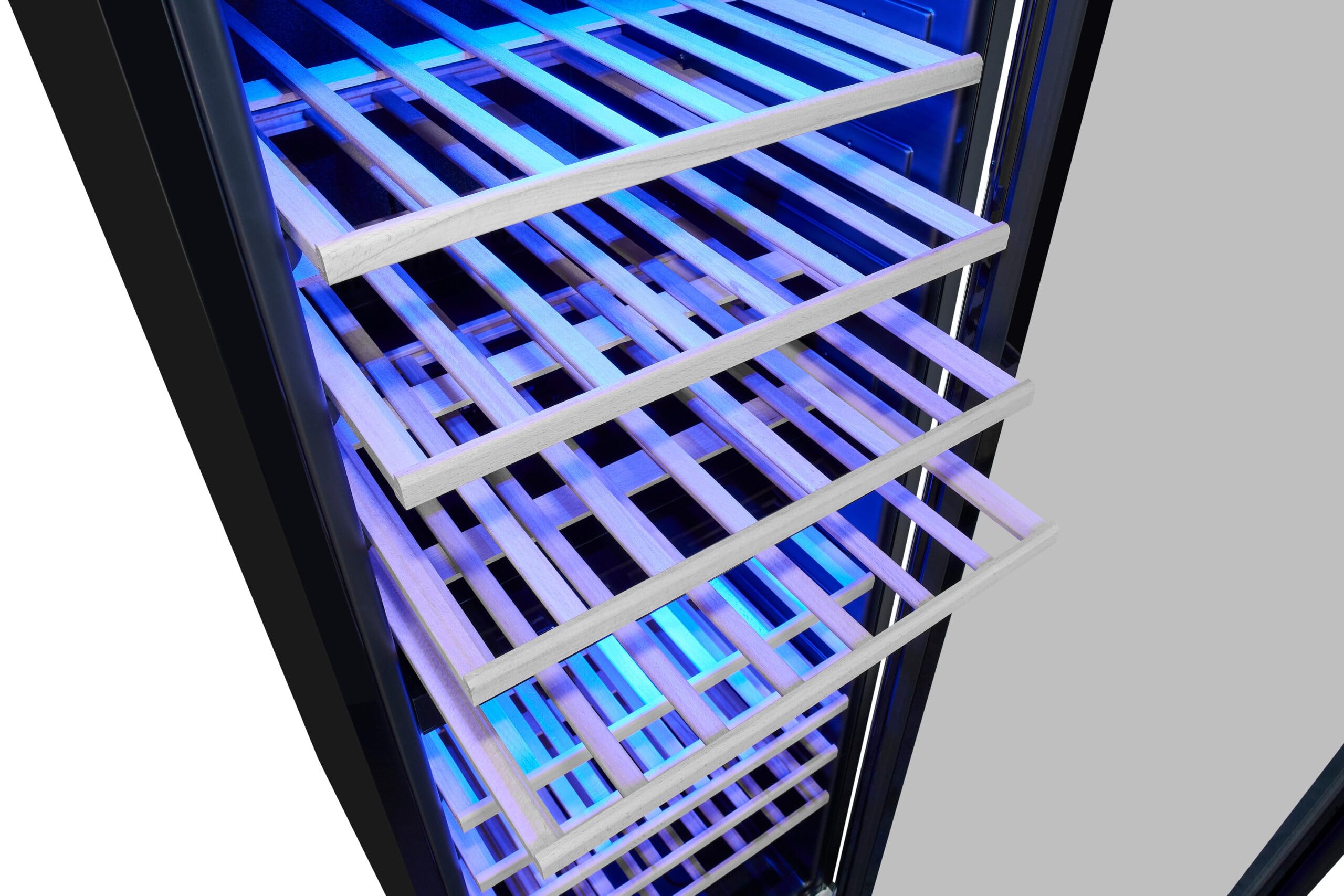 Exquisit® Vinoteca para 78 Botellas, 194L, Negro, Clase G, Doble Zona de Temperatura 5-20°C, Control Digital, Puerta de Cristal Reversible, Iluminación LED, 9 Estantes, Medidas (128,5 x 49 x 57,5 cm)