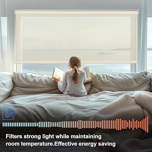 Miniatura 2 de Boolegon Persianas enrollables con filtro de luz para ventanas, persianas enrollables de tela con aislamiento térmico, protección UV, fácil