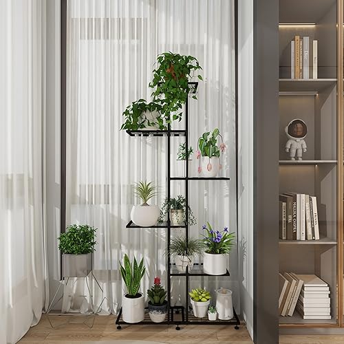 Miniatura 7 de Soporte para plantas de interior y exterior, soporte para plantas de 6 niveles de alto, estante de metal para flores, soporte de flores multicapa,