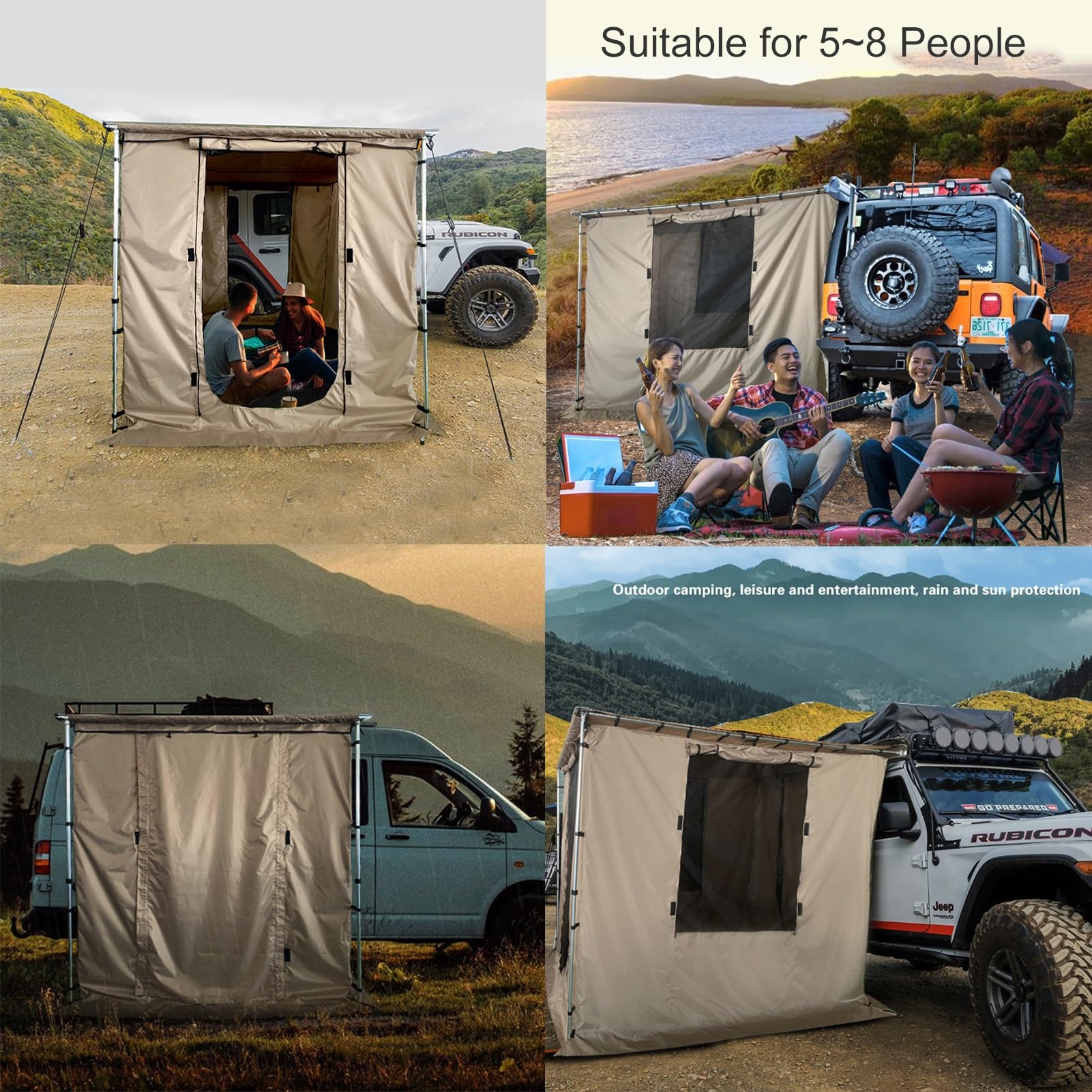 Tenda Auto, Tenda per Camper, Tendalino Camper, Tessuto Oxford 420D, PU2000mm, Riparo dal Sole, per 5~8 Persone (Size : 2 * 2.5m/79 * 98in)