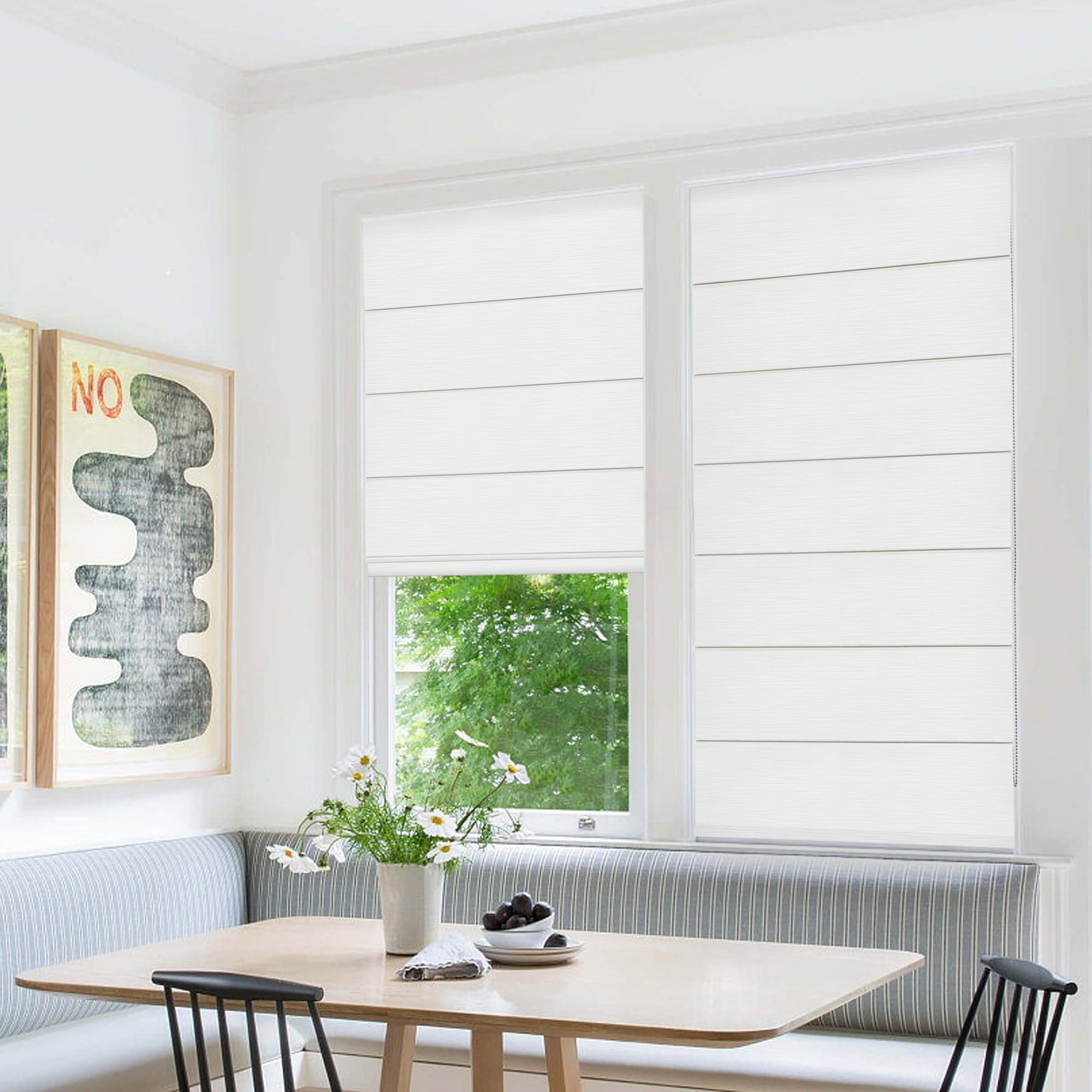 Hiifroy Roman Shades for Windows, Light Filtering Roman Blinds Thermal Insulated Heat Blocking Window Blinds for Home Living Room French Door, Pearl