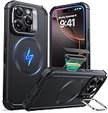 ESR for iPhone 16 Pro Max Case with Stash Stand, Camera Control, 23FT Military-Grade Shock-Absorbing Drop Protection, Compatible with MagSafe Accessories, Magnetic Cyber Series, Black iPhone 16 Pro Max A-Camera Control-Black