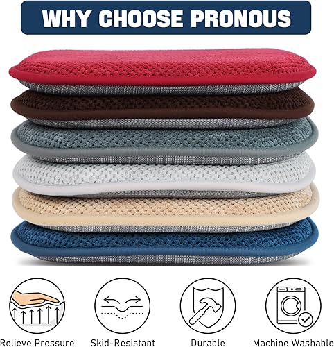 Miniatura 7 de PRONOUS Cojín de espuma viscoelástica para silla en forma de U, antideslizante, lavable, cojín de asiento para el hogar, habitación, cocina,