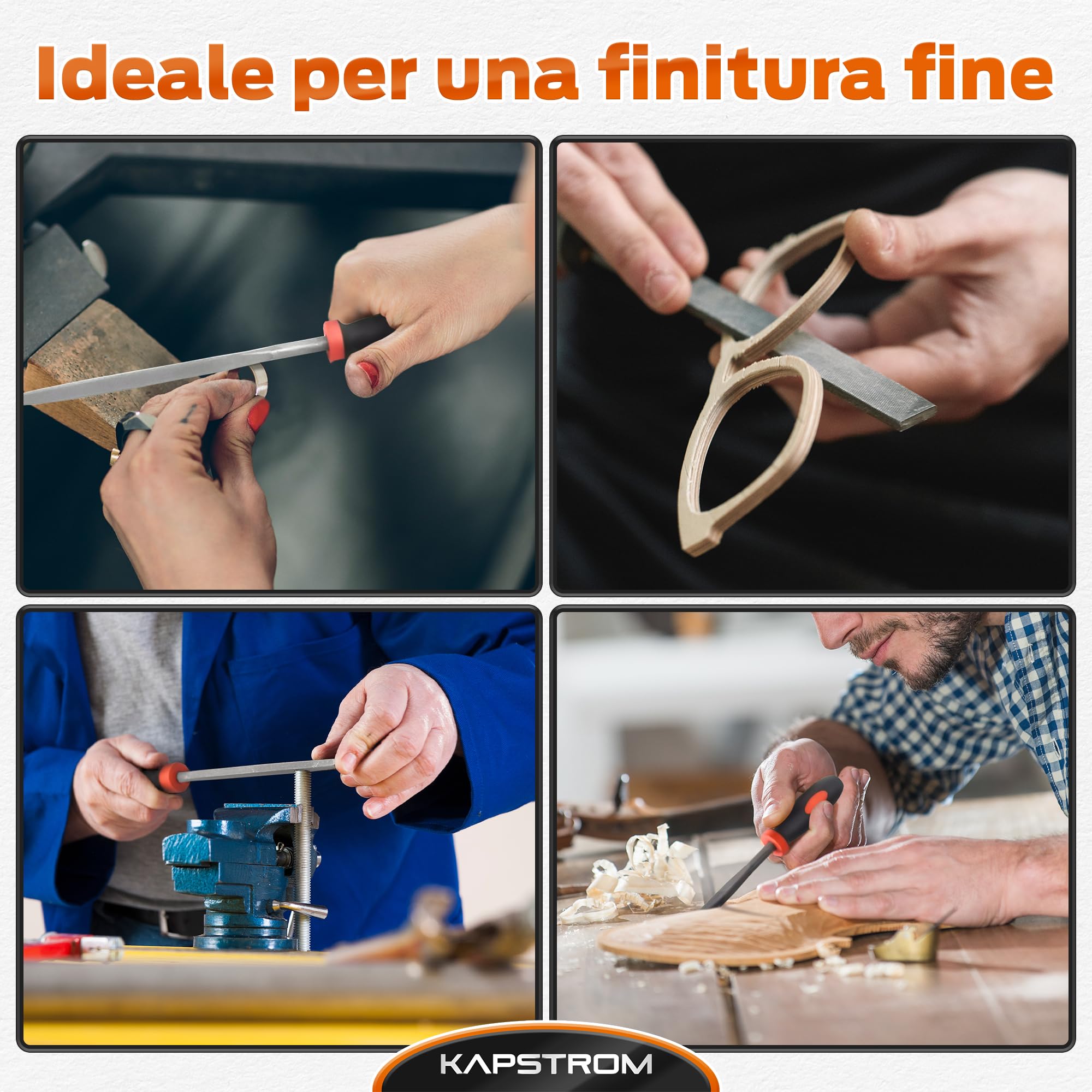 Set di lime ad ago KapStrom, 6 lime ad ago per legno, metallo, plastica e gioielli, include lime piccole tonde, semitonde, quadrate, triangolari, piatte e a punta piatta