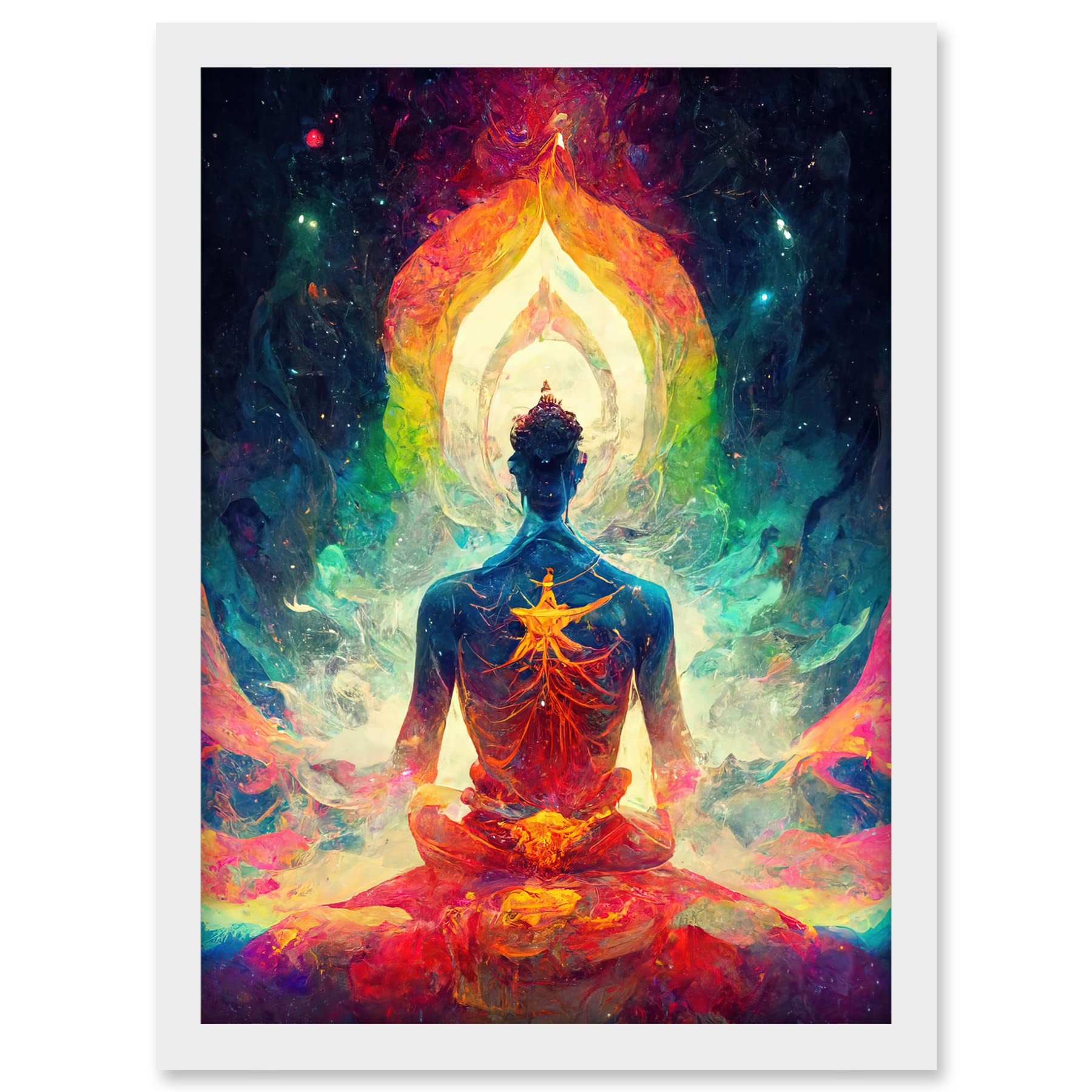 Doppelganger33 LTD Ethereal Seven Chakra Meditation Astral Artwork Framed A3 Wall Art Print