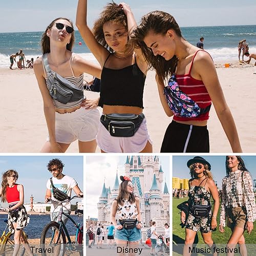 Miniatura 8 de Zorfin Riñonera de nailon resistente al agua, cangurera para mujer