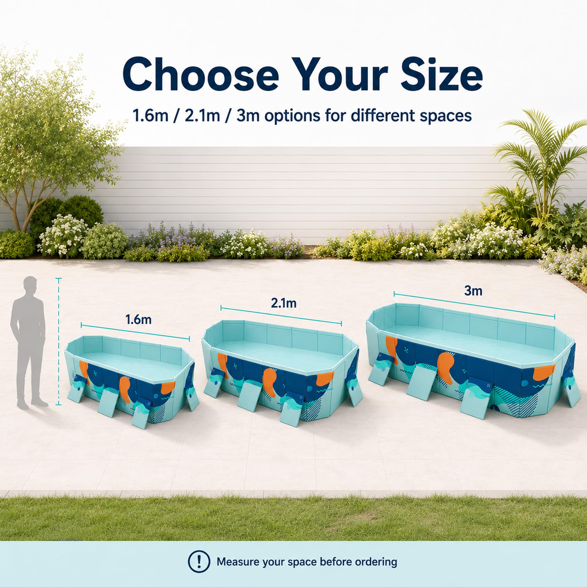 Piscina plegable de plástico duro para adultos, baño portátil no inflable para el jardín trasero, juguete de agua durable del PVC para la diversión al aire libre de la familia, fácil drenaje y almacen