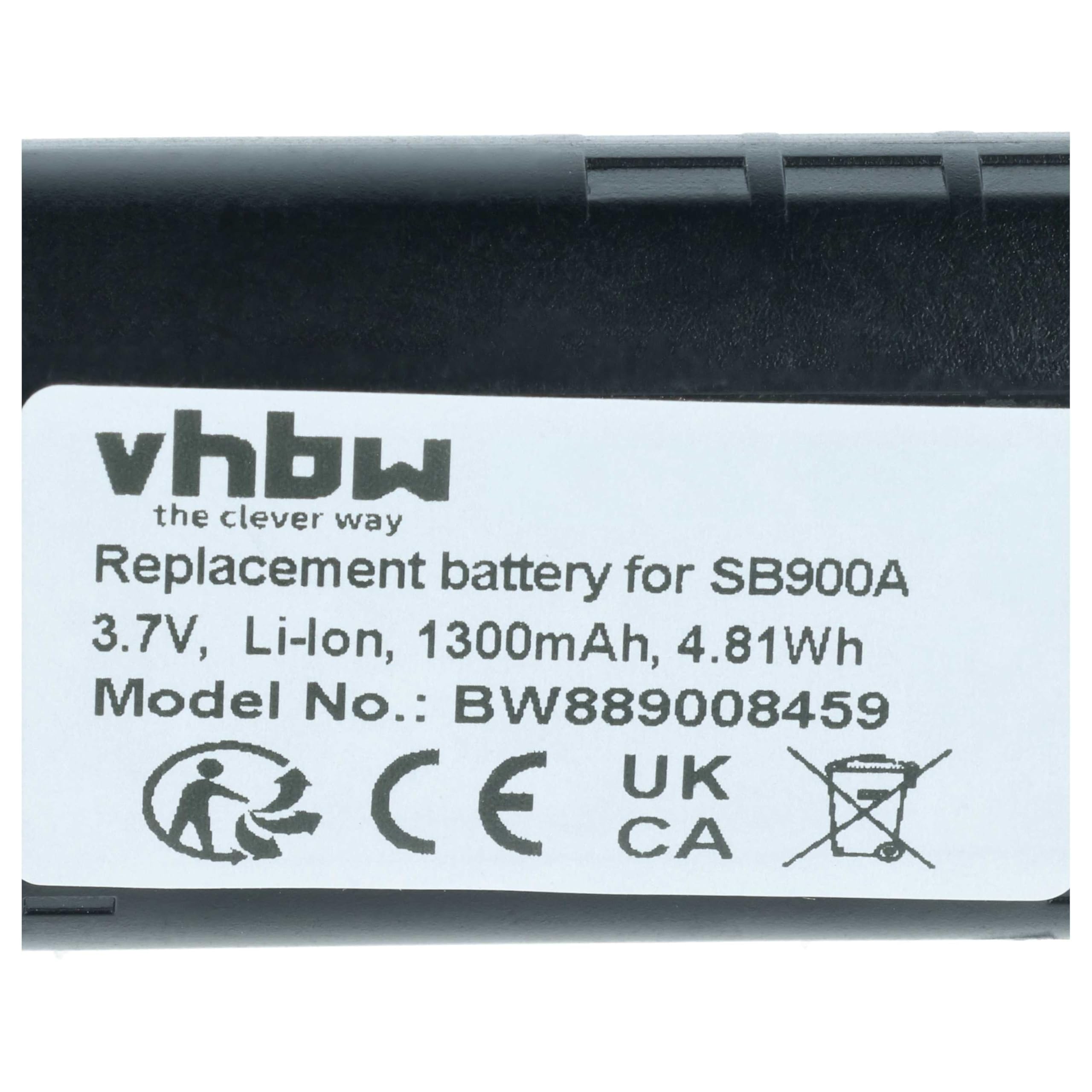 vhbw Batería reemplaza Shure SB900A, SB900B, SB900C, 95A42465, SB900 para Sistema Radio, transmisor Digital (1300 mAh, 3,7 V, Li-Ion)