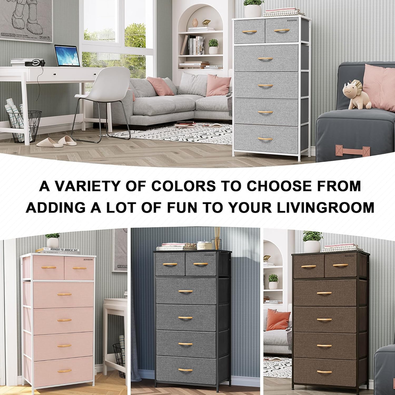 Cassettiera In Tessuto 3 Cassetti Grigia - Armadio Per Camera, Soggiorno, Corridoio | Organizzazione Prattica - Foto 10