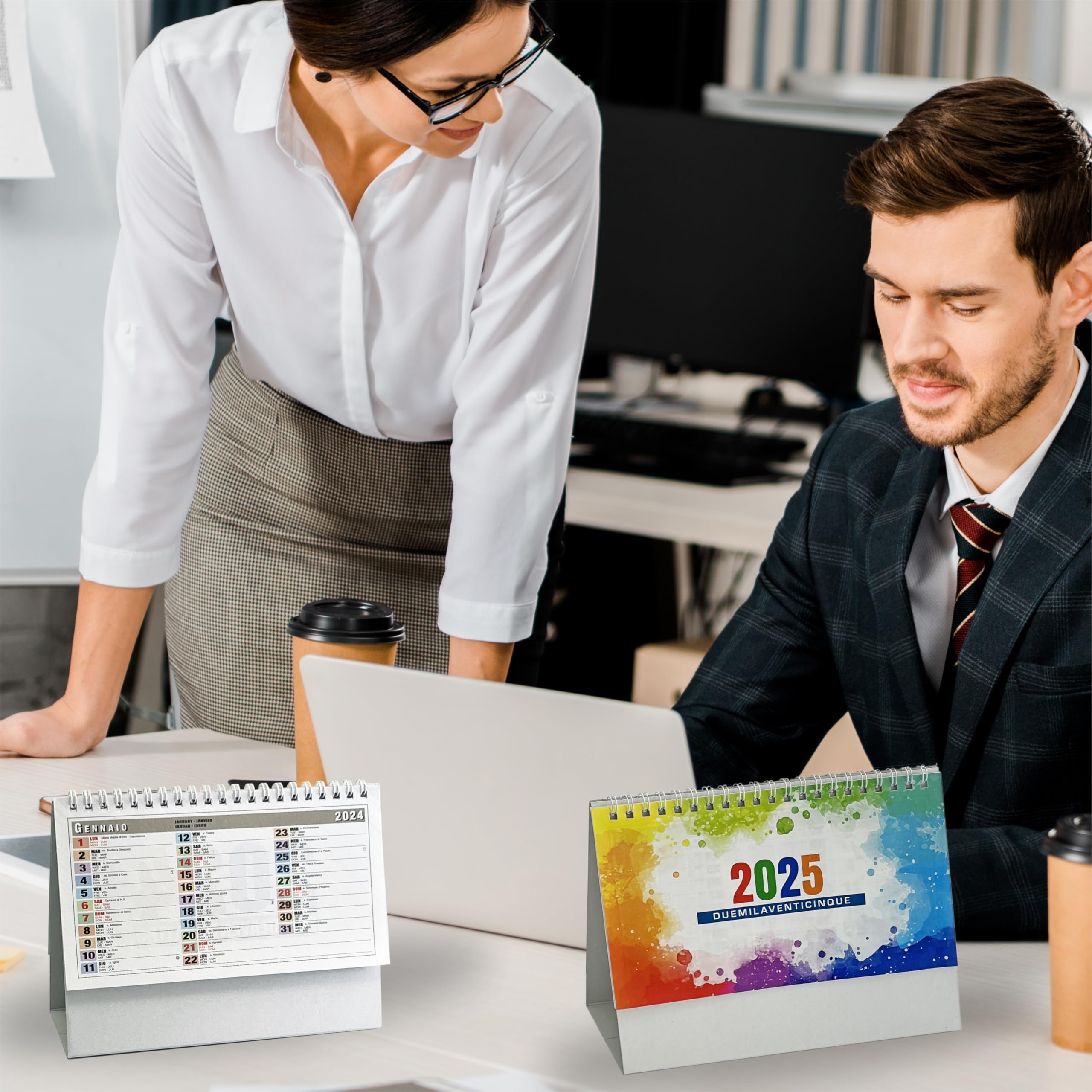 Calendario Da Tavolo 2025 Con Promemoria Mensile - Gennaio-Dicembre 2025, Design Cactus, Per Ufficio E Casa