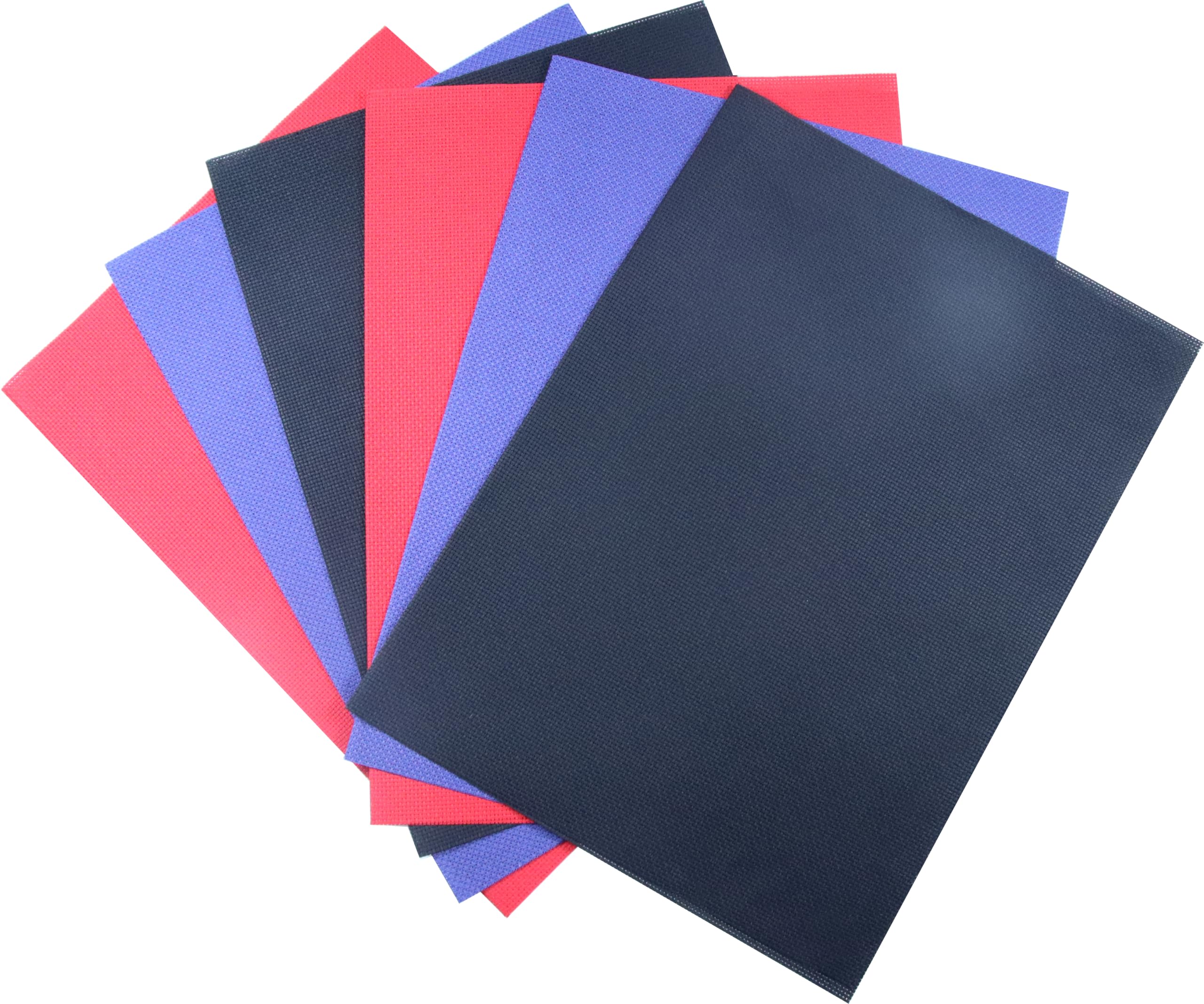 KCS 4/6 pc of 12" x 18"(30cmx45cm) 16CT Counted Cotton Aida Cloth Cross Stitch Fabric (6 pc,Red+Royal Blue+Black)