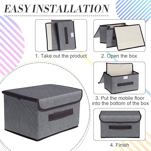 Miniatura 4 de Nuogo 10 contenedores de almacenamiento de tela gris con tapas, cajas plegables, canastas decorativas para organizar ropa, armario, hogar, oficina,