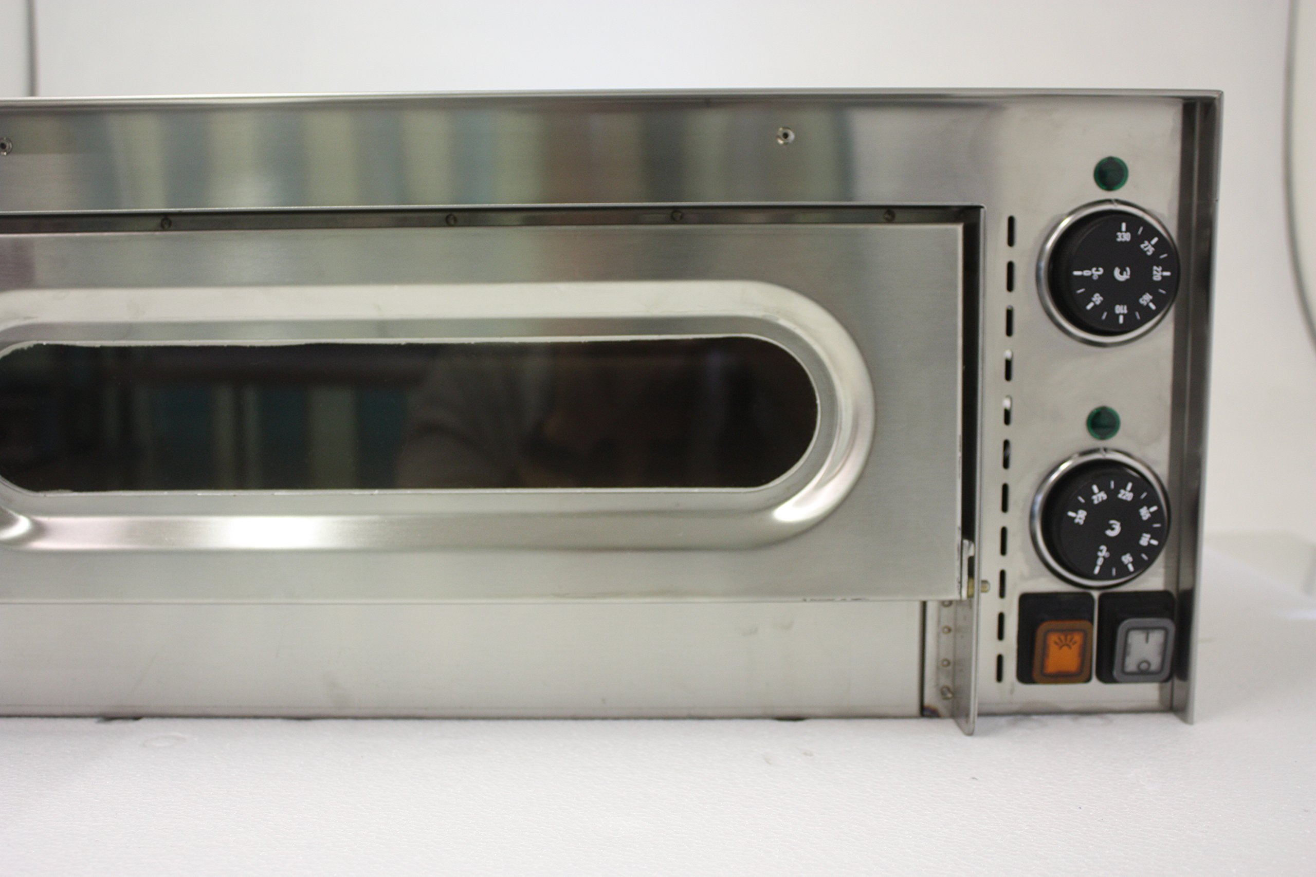 Fornetto pizza in aciaio inox con vetro e luce interna , piano cottura in materiale refrattario (professionale)