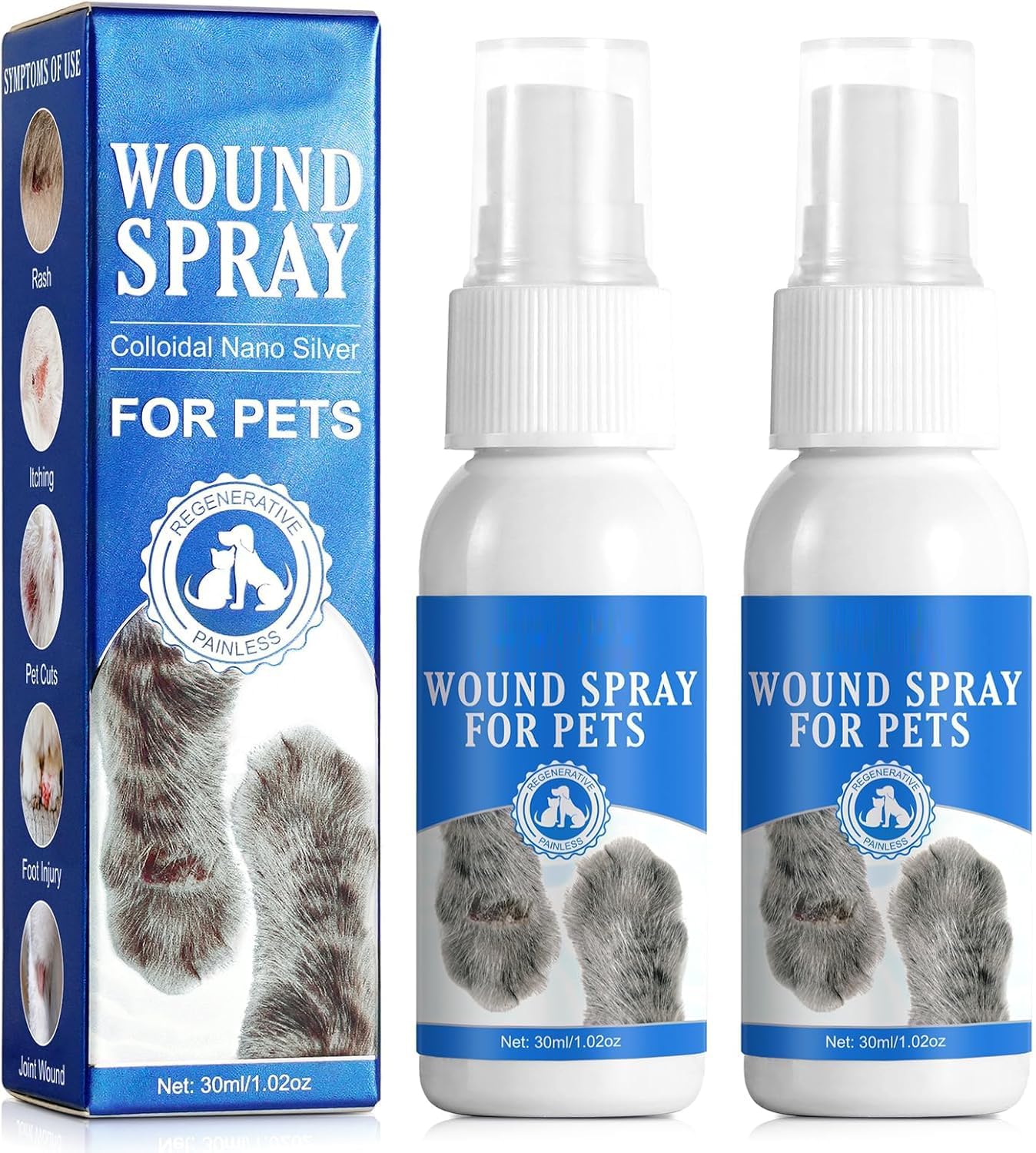 Dog Wound Care Spray - Wound Spray for Pets - Healing Aid and Skin Repair, Clean Wounds, Relieve Dog Skin Allergies - Helps with Rashes, Hot Spots, Itch, Skin Irritation, Bites & Burns (2 pack)