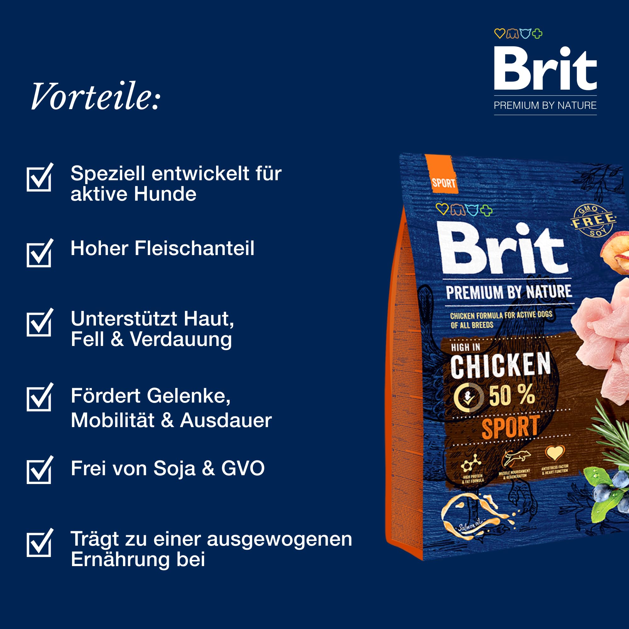 Brit Premium by Nature Sport - Dry Dog Food - 15 kg