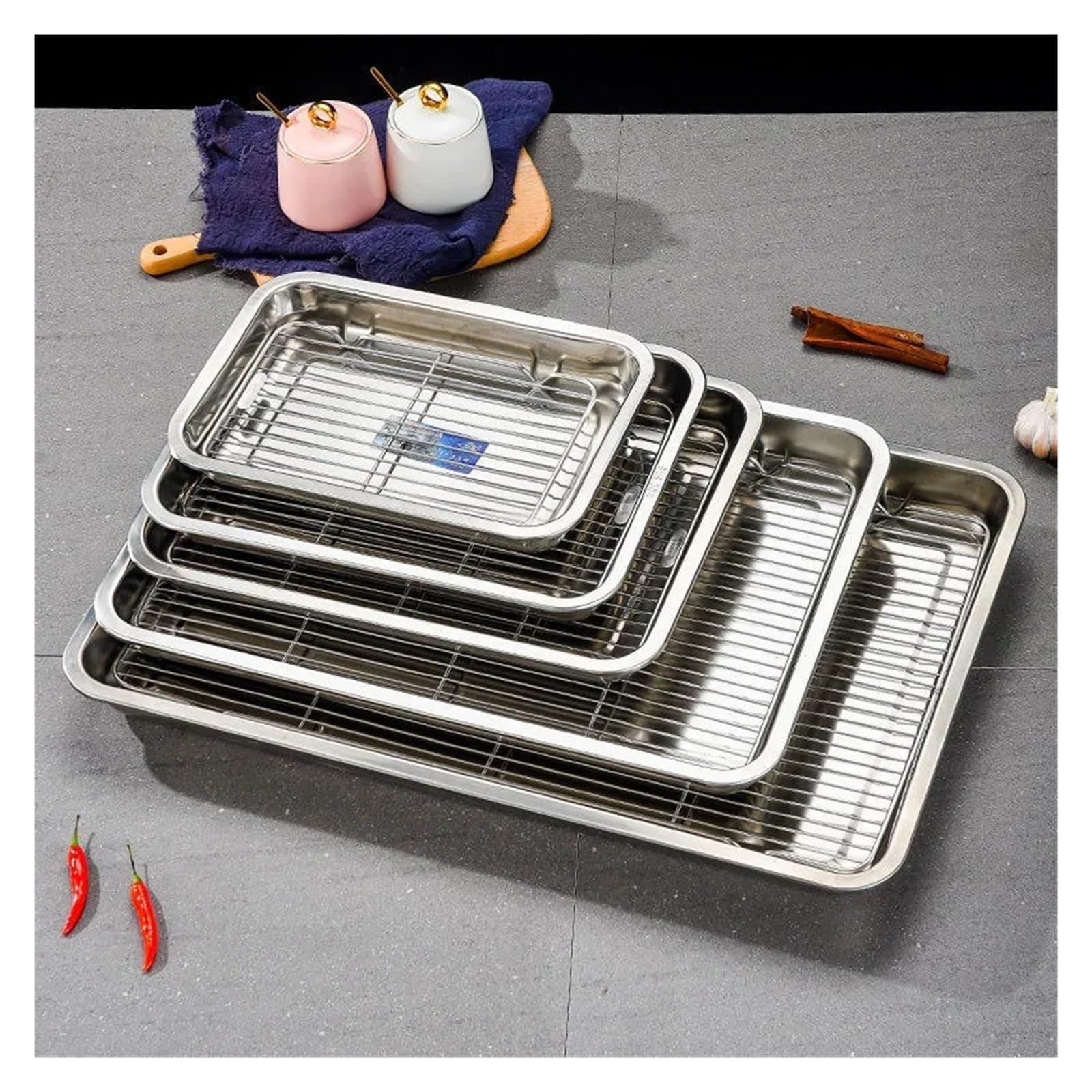 Backblech mit abnehmbarem Kühlgitter-Set, Edelstahl-Pfannenblech, for den Ofen und Grill geeignet, spülmaschinenfest Für Backofen