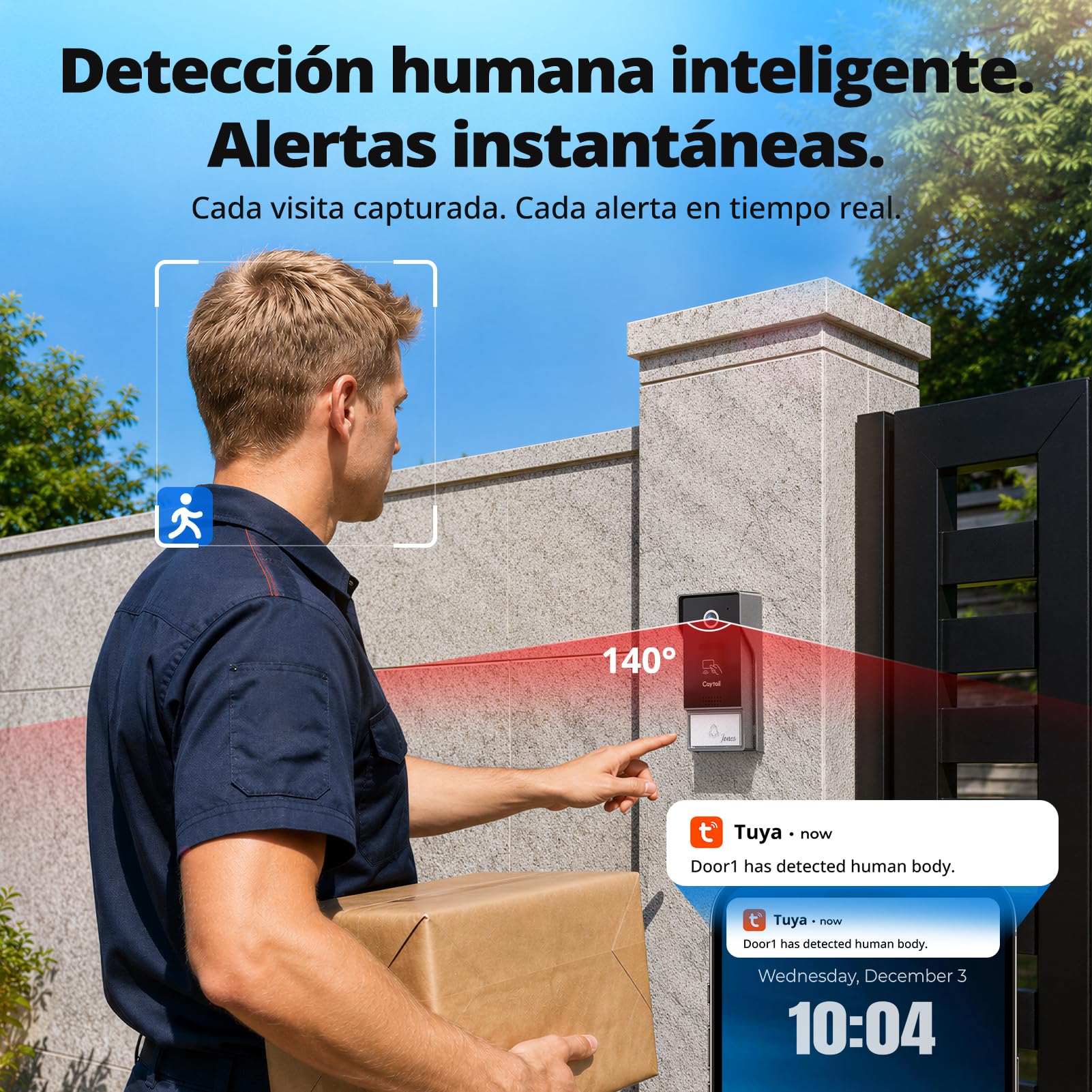 Videoportero WiFi 2 Hilos, 7" IPS Touchscreen, WiFi6 Dualband, 1080P HD Timbre Video Sistema Intercomunicador, Detección Humana, Tuya App, RFID, Apertura Remota, IP65