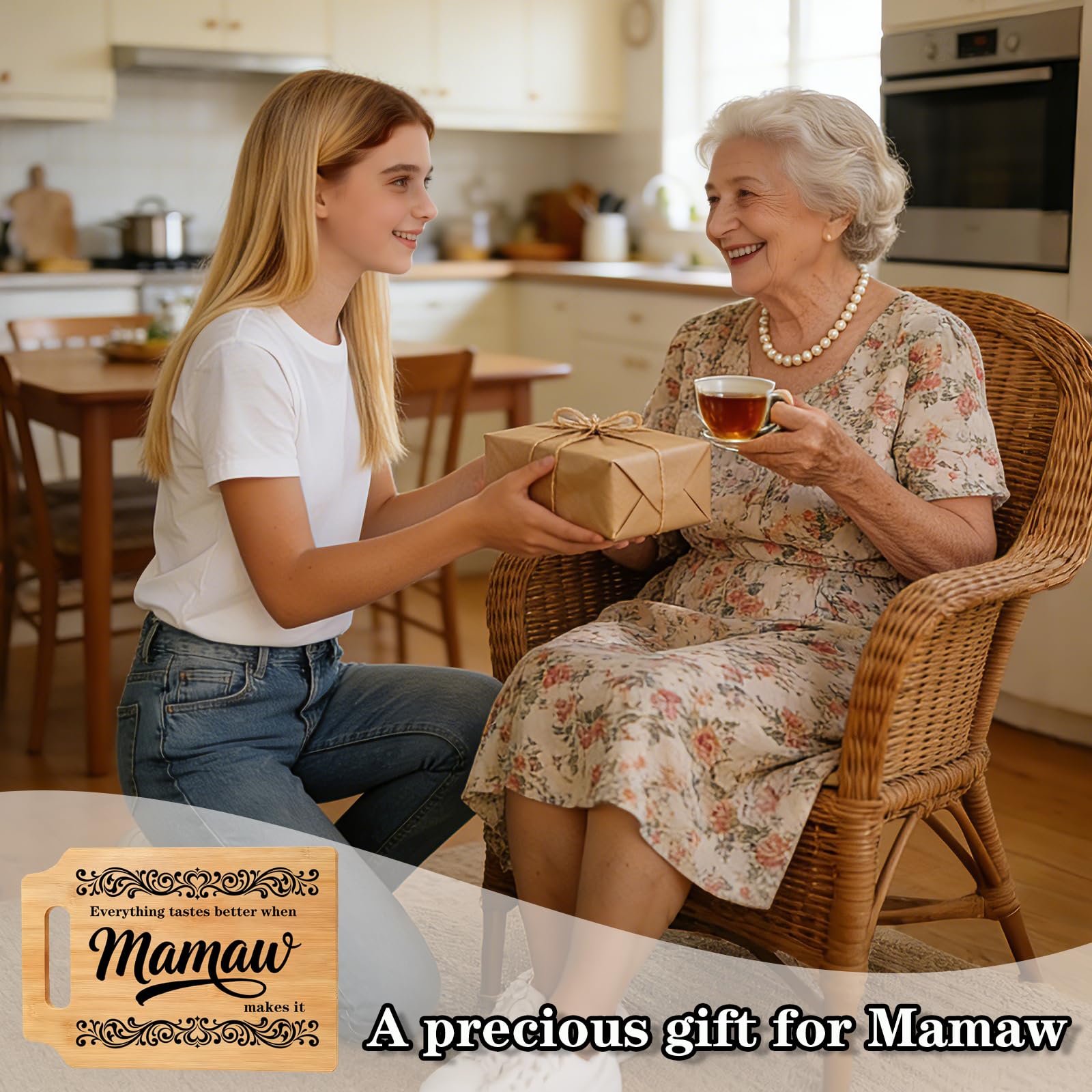Mamaw Gifts - Mamaws Cutting Board, Christmas & Mother's Day Birthday Gifts