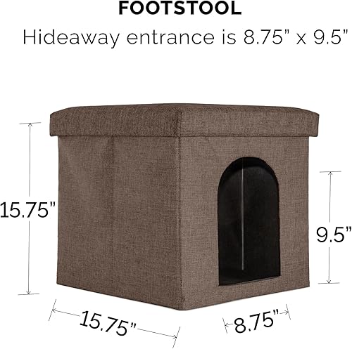 Miniatura 2 de Furhaven - Casa para gatos de interior y perros pequeños, plegable y abatible con juguete de pelota de peluche, taburete para sala de estar,