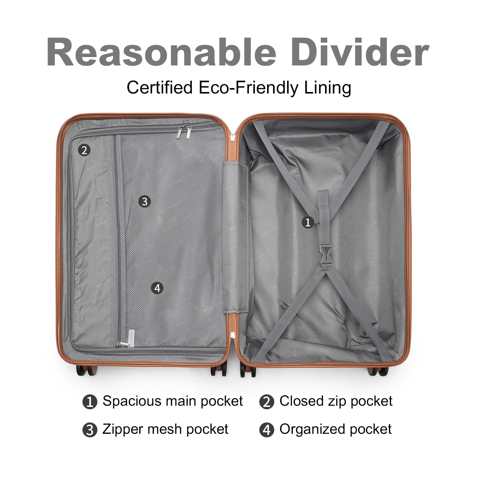 British Traveller Valise Grande Taille 74.5x49x30.5cm,Valise Soute 91L Rigide et Légère avec 4 roulettes 360° et Serrure TSA Idéale pour Voyages Longs(Blanc)