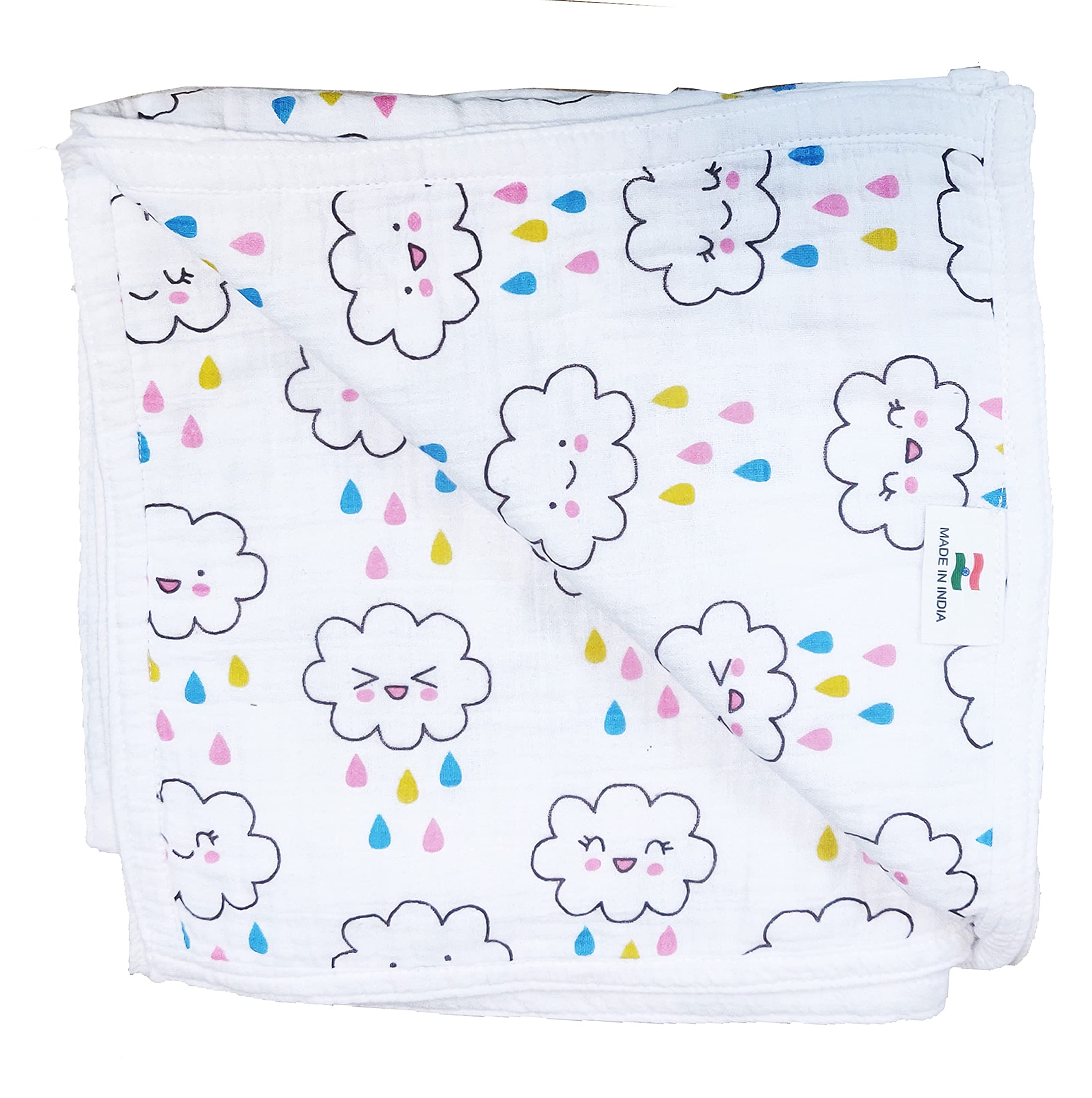 Tickle Tums - 100% Cotton 6 Layer Super Soft Reversable Muslin Blanket for Kids Baby Infants Size - 110cm x110 cm 0-4 Years