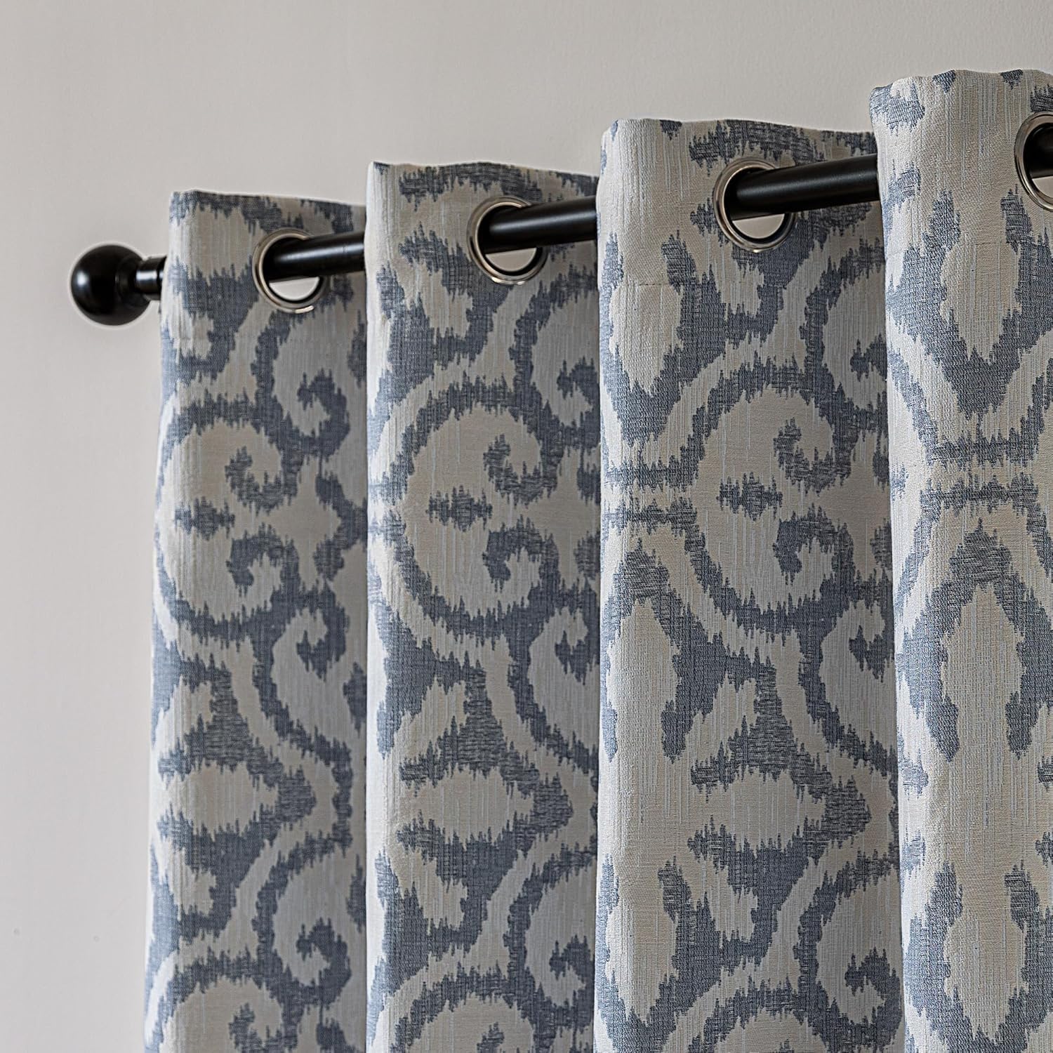 SLEEP ZONE Blackout Curtains for Bedroom and Living Room, Curtains & Drapes with Thermal Insulation for Room Darkening, Jacquard 360GSM Window Curtain Panels, Blue, 52" × 84"