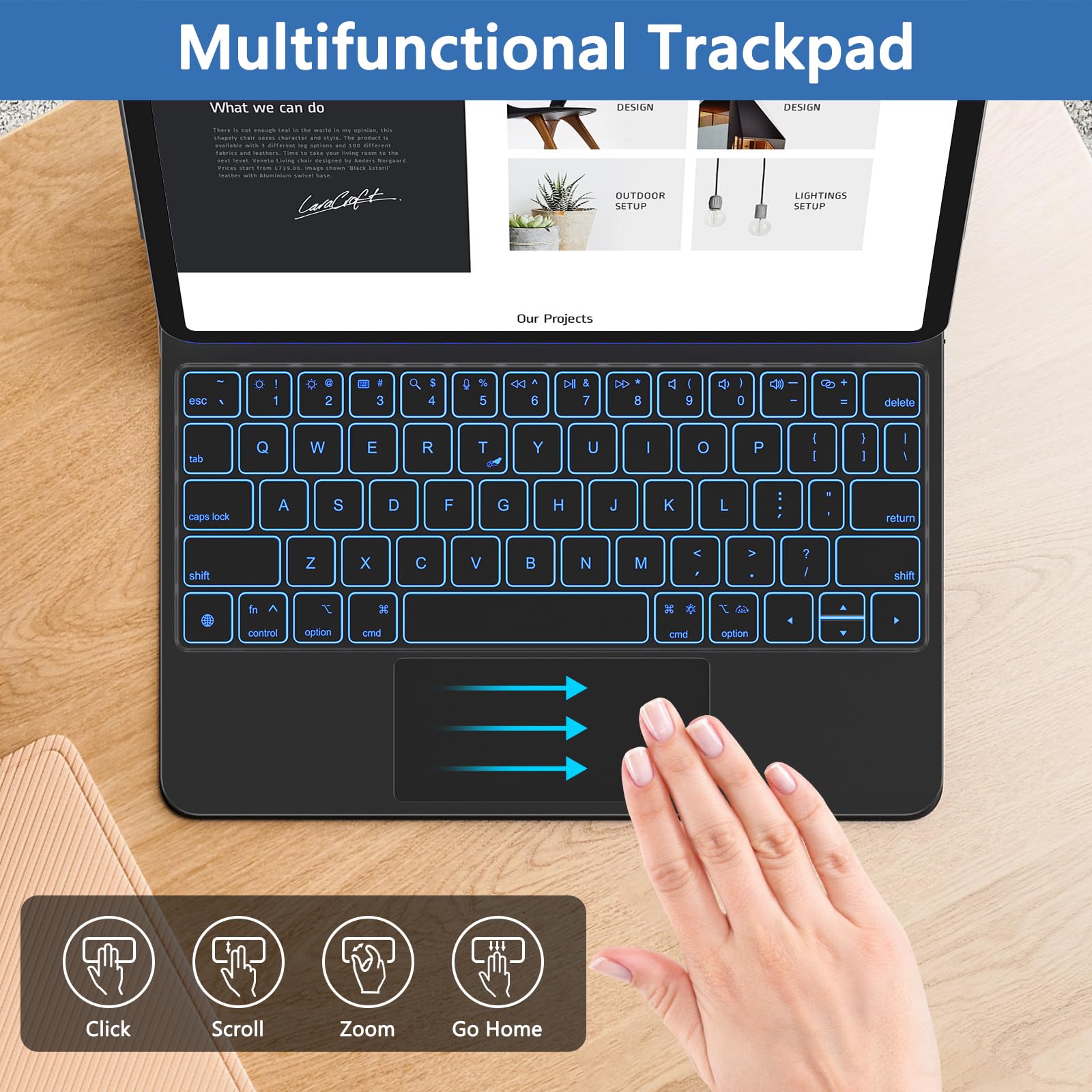Teclado para iPad Air de 11 polegadas (M3 2025/M2 2024), iPad Pro