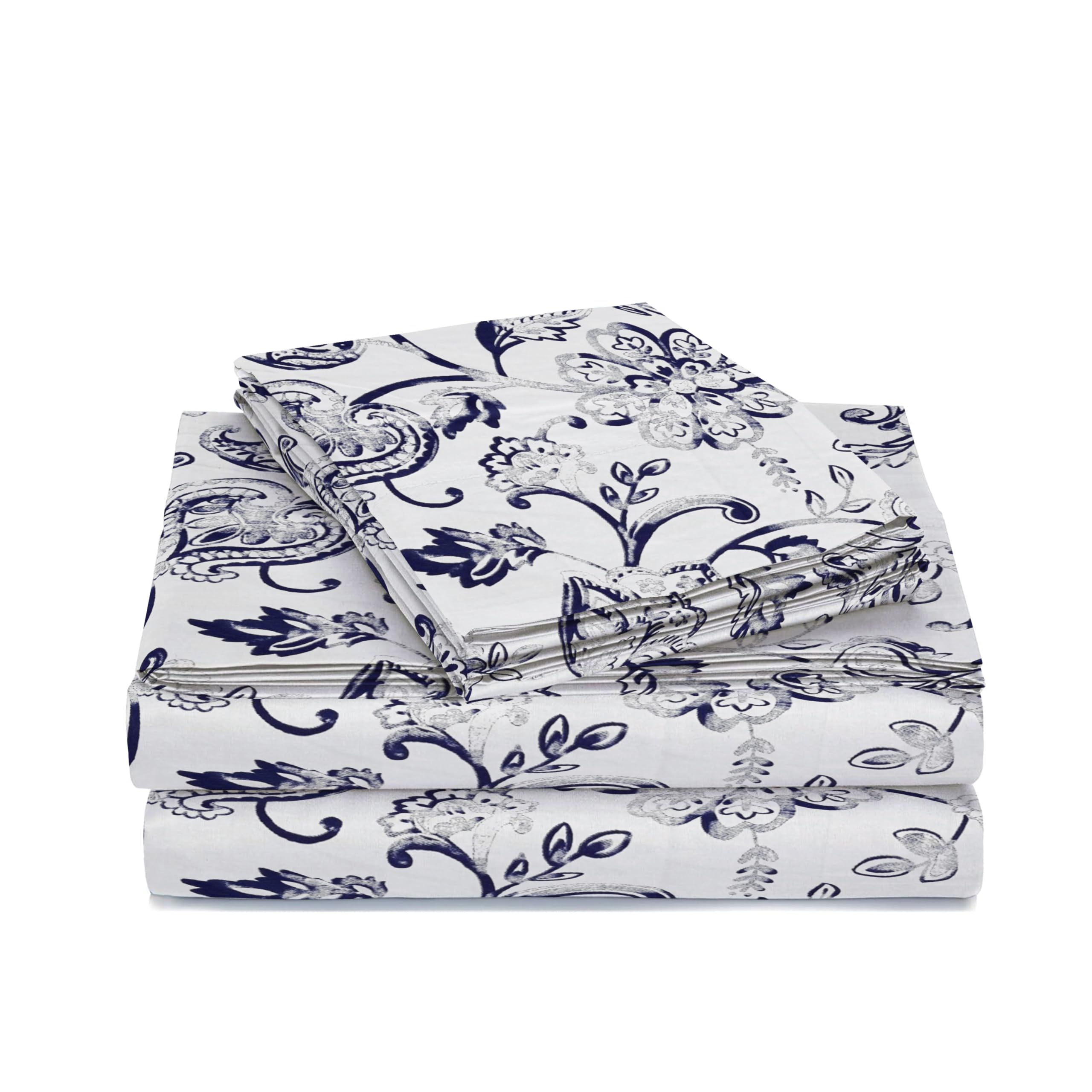 EverSoft Bedding 4Pcs Set 100% Egyptian Cotton Printed Duvet Cover Double Size with 1x Printed Fitted Sheet & 2 Matching Pillowcase Pair 400 Thread Count Quilt Reversible Double Duvet Cover Set - Image 6