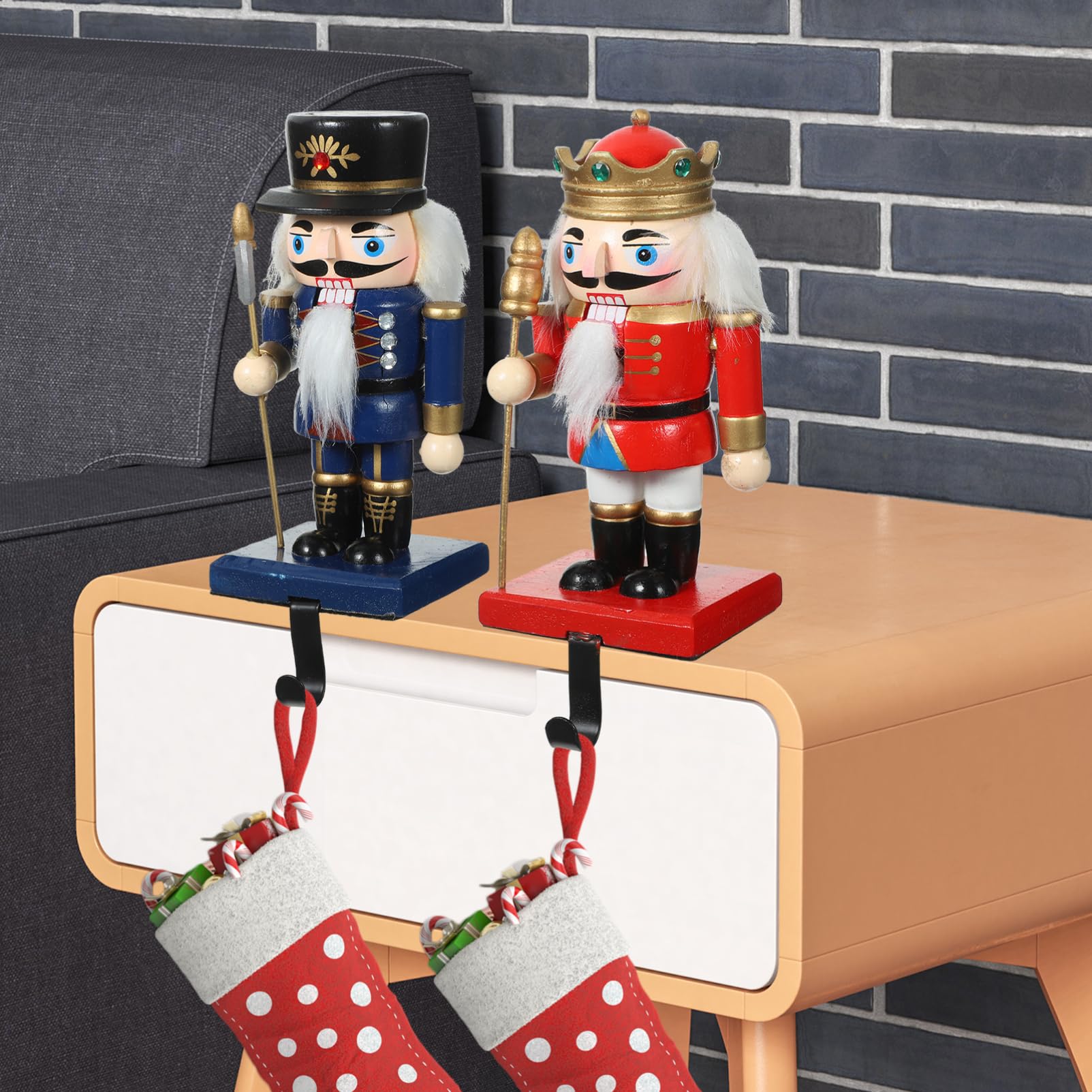 Weihnachtsstrumpfhaken: 1 Satz Niedlicher Weihnachts-Nussknacker-Kleiderbügel Nussknacker-Puppenfiguren-Strumpfhalter Für Den Kaminsims Für Die Weihnachtsdekoration Zu Hause