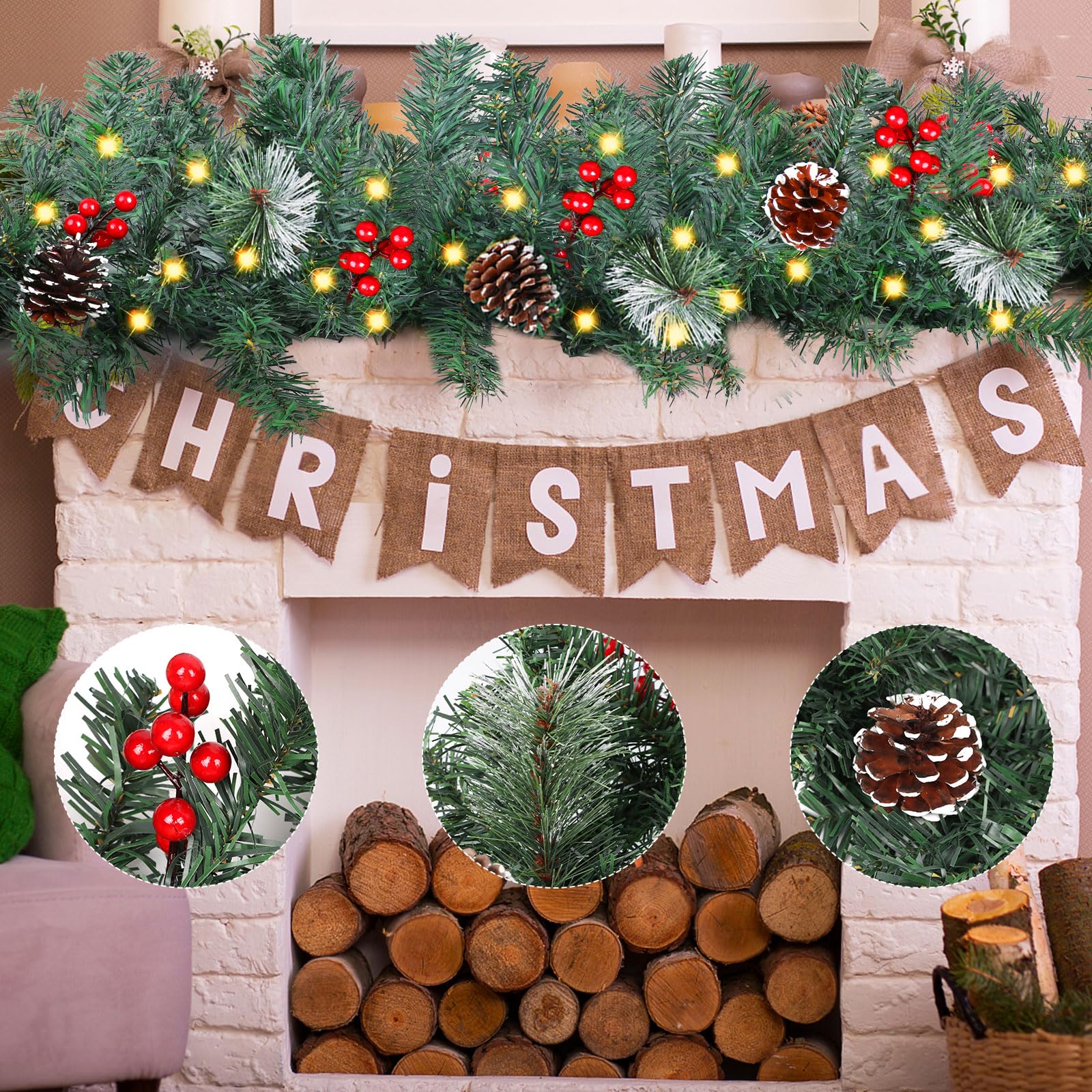 Decoracion Navidad Interior Guirnalda De Navidad Preiluminada Con Luces Led  Cambiantes Jm Arbol Navidad Con Luces, image size:1600x1600