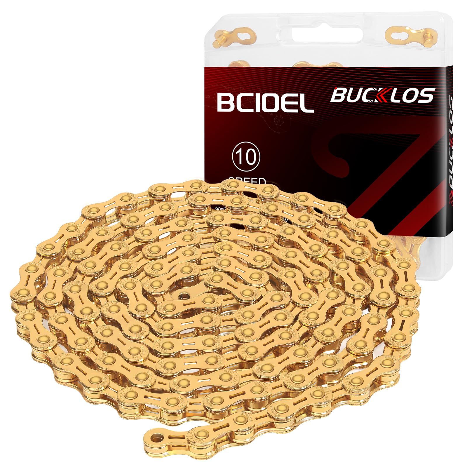 BUCKLOS 6/7/8/9/10/11/12 Speed Bike Chain,Bicycle Chain for Road Bike/E-Bike/Mountain Bike/MTB/Shimano SRAM,Half/Full Hollow Bike Chain Silver/Gold 1/