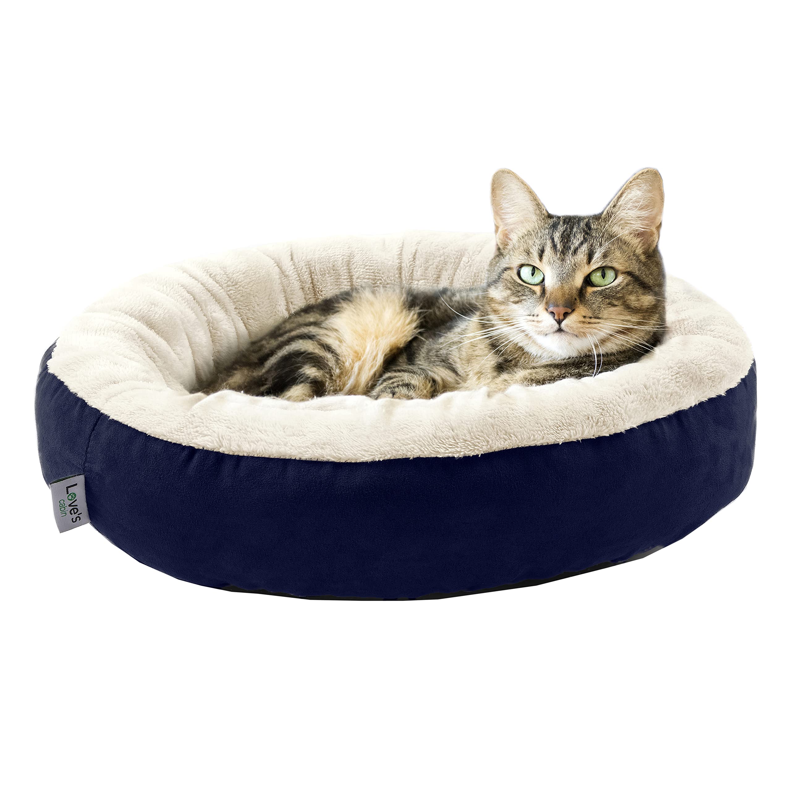 Love's cabin Round Donut Cat and Dog Cushion Bed, 20in Pet Bed For Cats or Small Dogs, Anti-Slip & Water-Resistant Bottom, Super Soft Durable Fabric Pet Supplies, Machine Washable Luxury Cat & Dog Bed