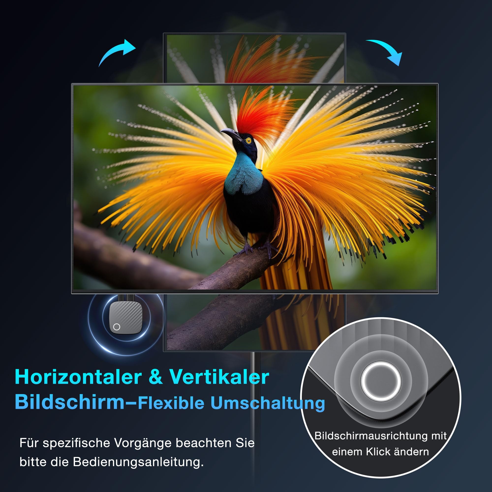 Wireless HDMI Dongle Adapter Echtes 4K/5G, 2026 Screen Mirroring Dongle, Airplay HiFi Display Adapter für TV, Unterstützt Miracast/Airplay/DLNA für Android/OS/Mac Book/Window/TV/Monitor/Projektor 21"