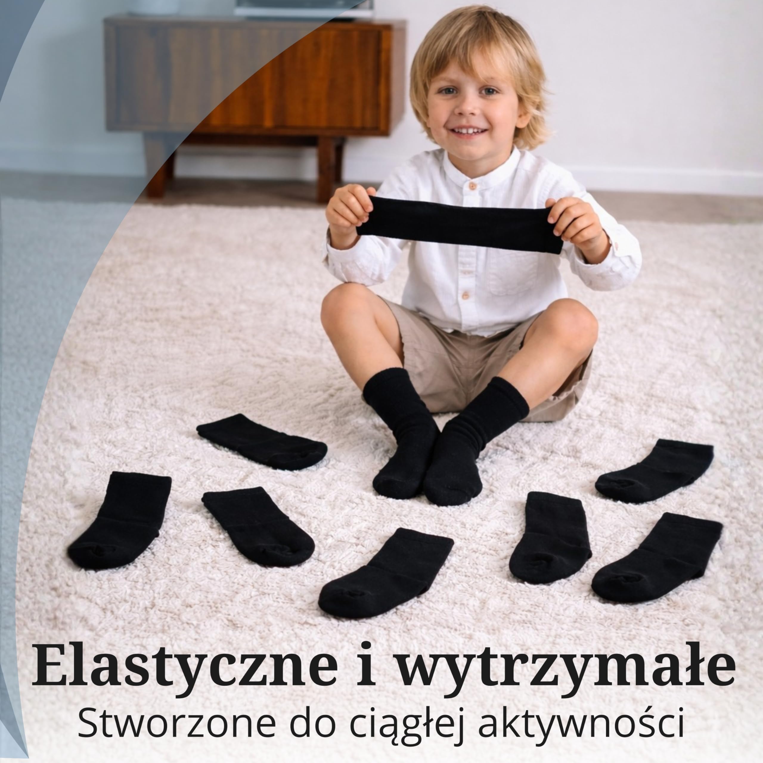 BISOO Zestaw skarpet dziecięcych 5 par dla Chłopców i Dziewcząt - Idealne do Szkoły i Munduru Szkolnego - Bawełna z Certyfikatem Öko-Tex - Wybierz Twój Rozmiar i Kolor