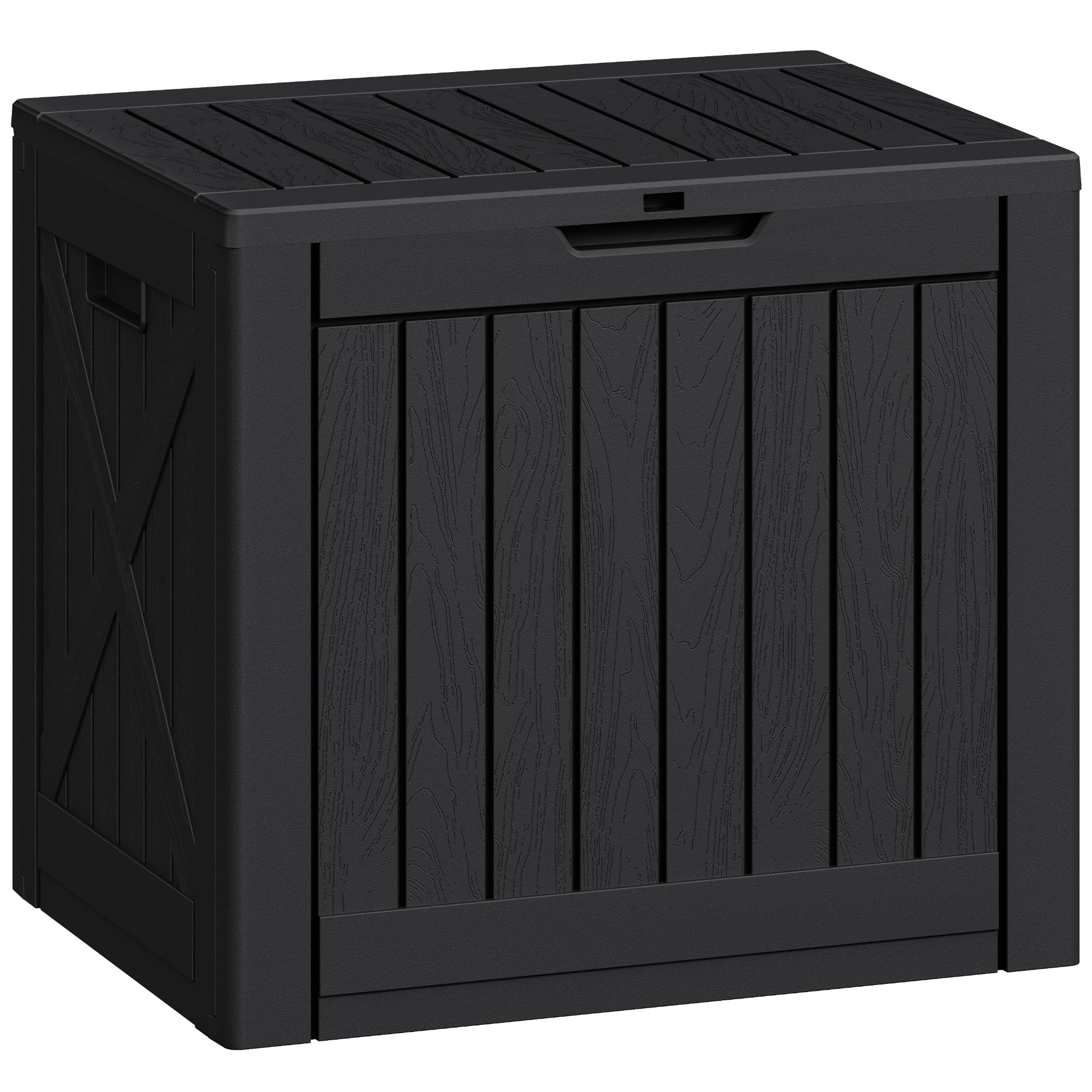 Greesum 40 Gallon Outdoor Deck Box, Resin Storage Chest, Dark Black