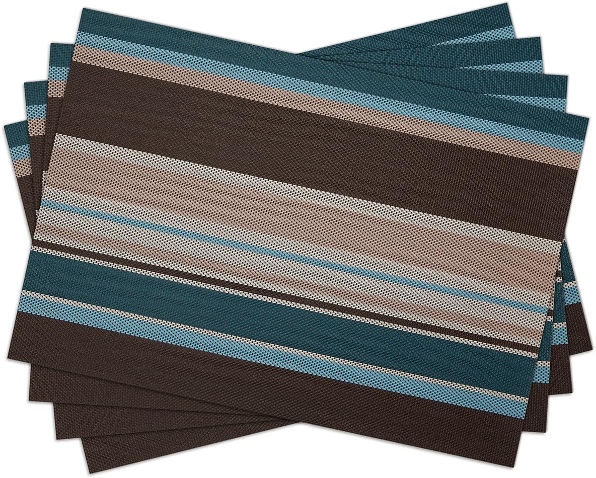 SICOHOME Placemats,Set of 4,Striped Blue