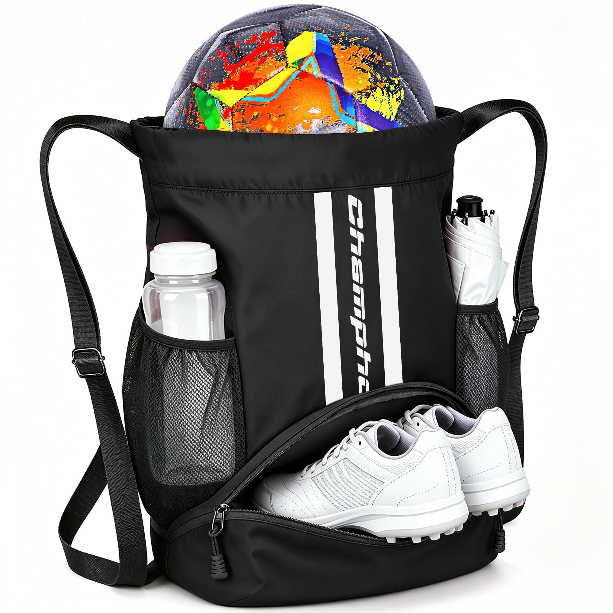 Soccer Bag, Youth Drawstring Backpack for Volleyball Basketball Sports