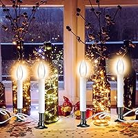 Vista 7 de Hortsun 8 velas eléctricas para ventana con base chapada en peltre, sensor de luz para ventana, gira con encendido/apagado automático