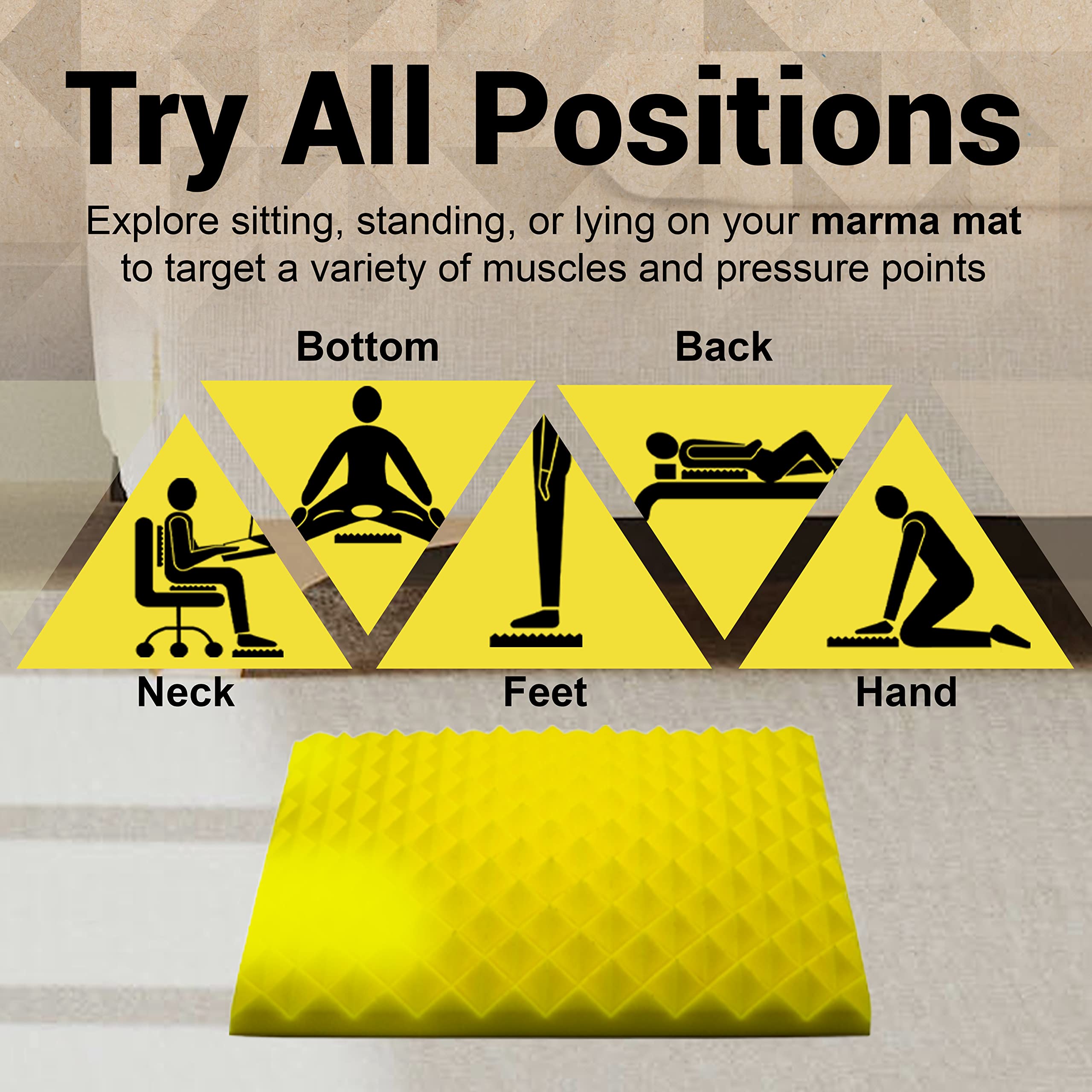 Marma Mat - Tapete de acupresión de silicona de para aliviar el dolor, neuroplasticidad y relajación, fabricado en Estados Unidos, 9.5 pulgadas de ancho x 11 pulgadas de largo x 1.5