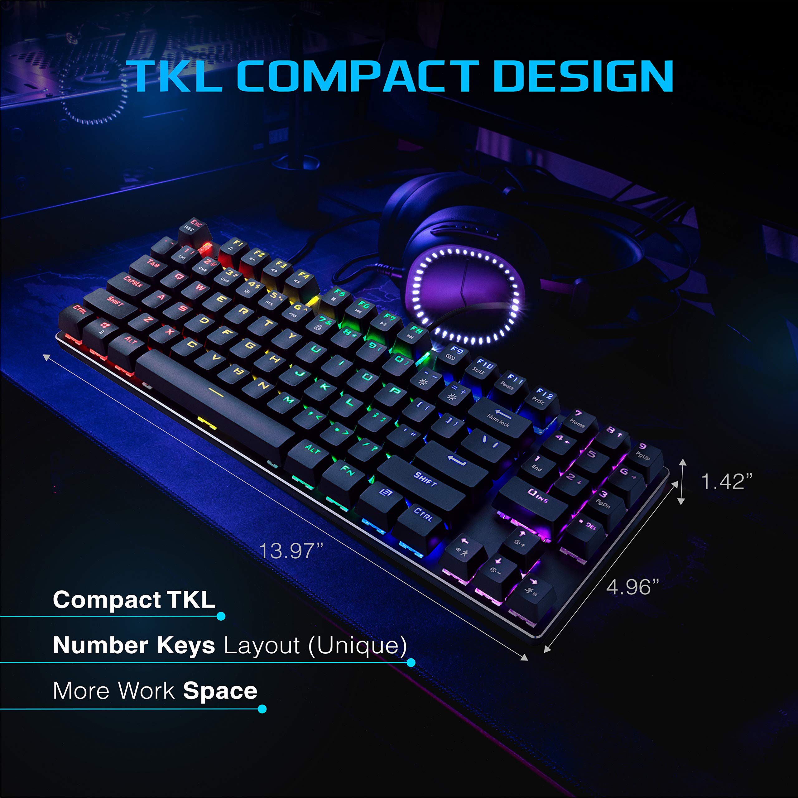 SHAVA TKL Mechanical Gaming Keyboard, Special 89 Keys Layout Keyboard