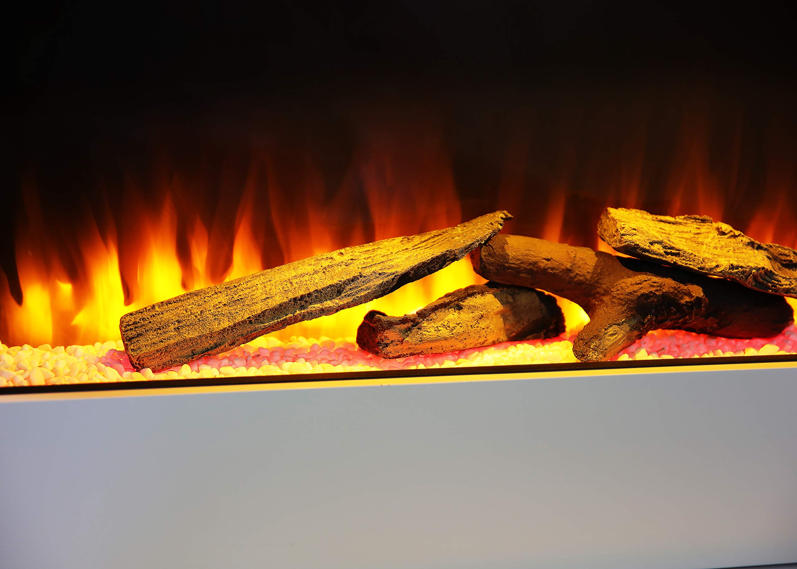 HomeZone® Modern Unique 55 White Wall Mounted Electric Fireplace