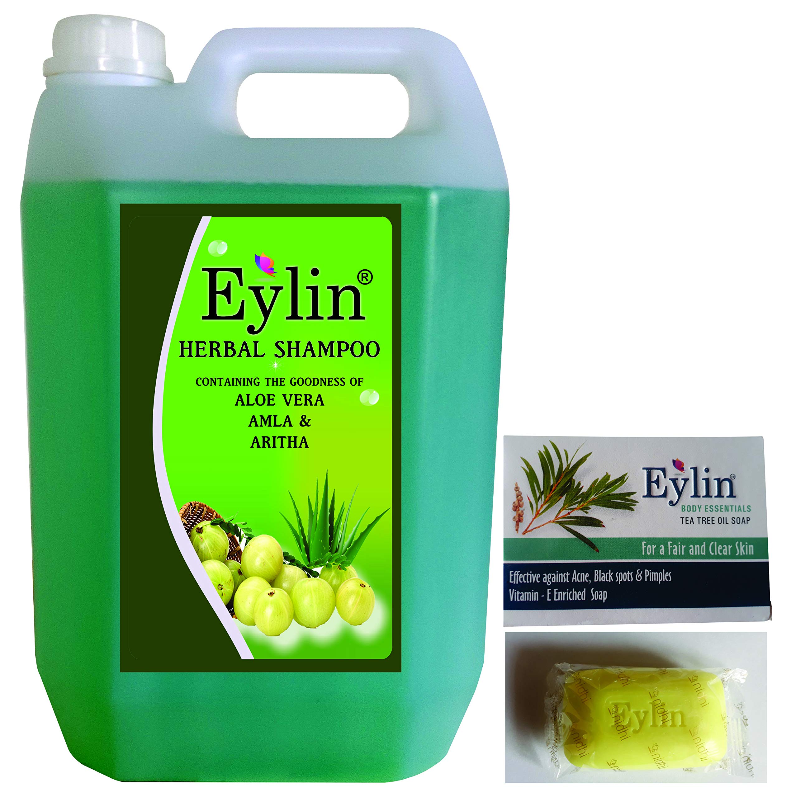 Eylin Soft Care Amla/Aritha/Aloe vera Shampoo -5Liters+ 75gms Anti Acne Pimple Removal Soap